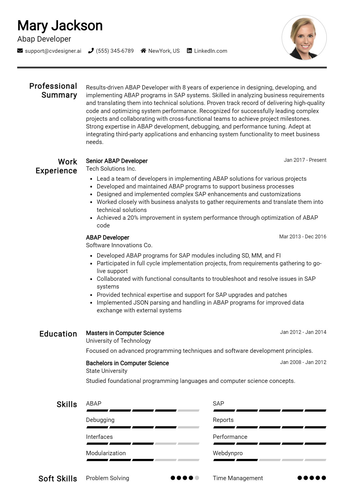 ABAP Developer Resume Example for 2026: Free Guide Preview