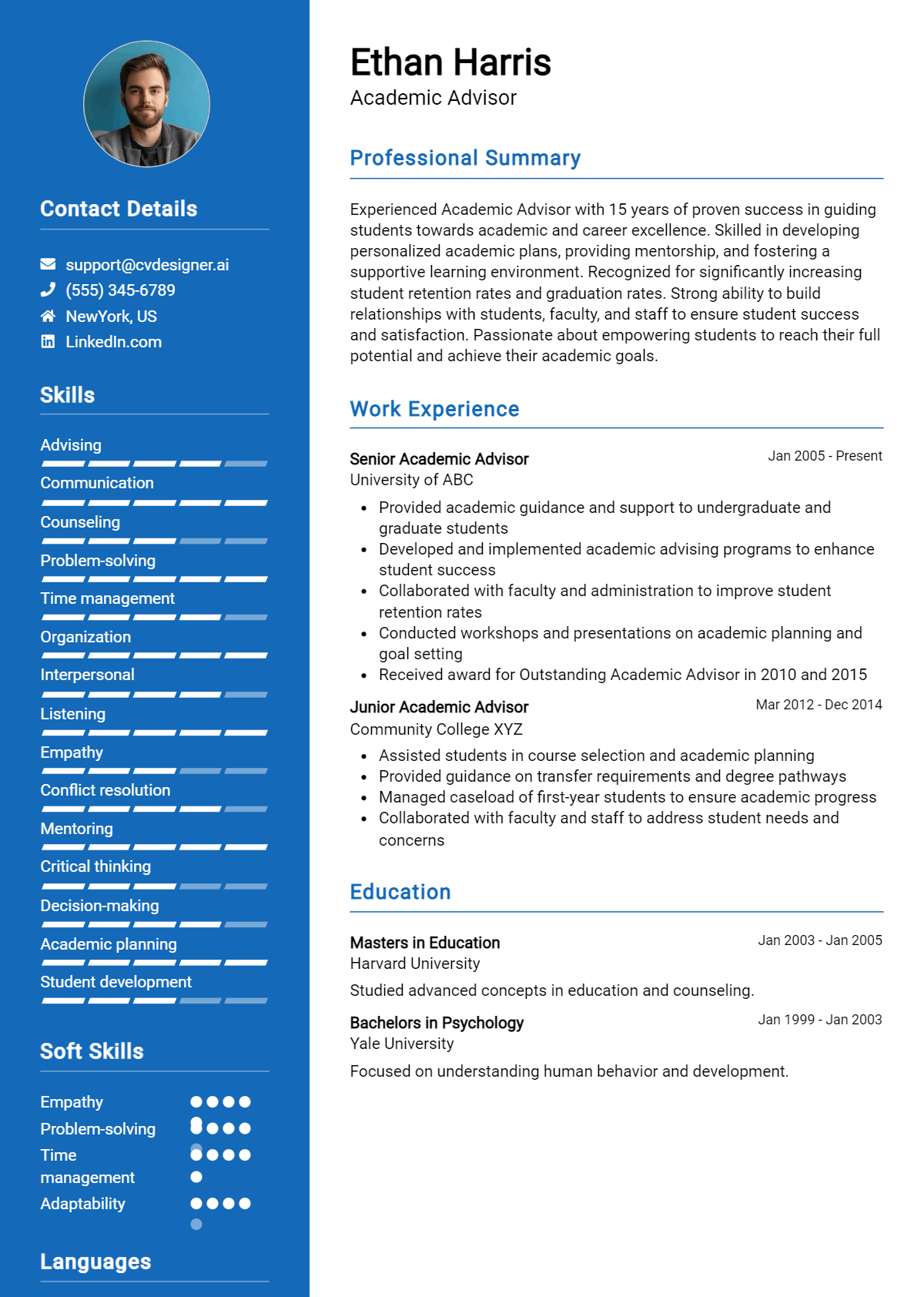 Academic Advisor Resume Example for 2026: Samples & Best Practices Preview