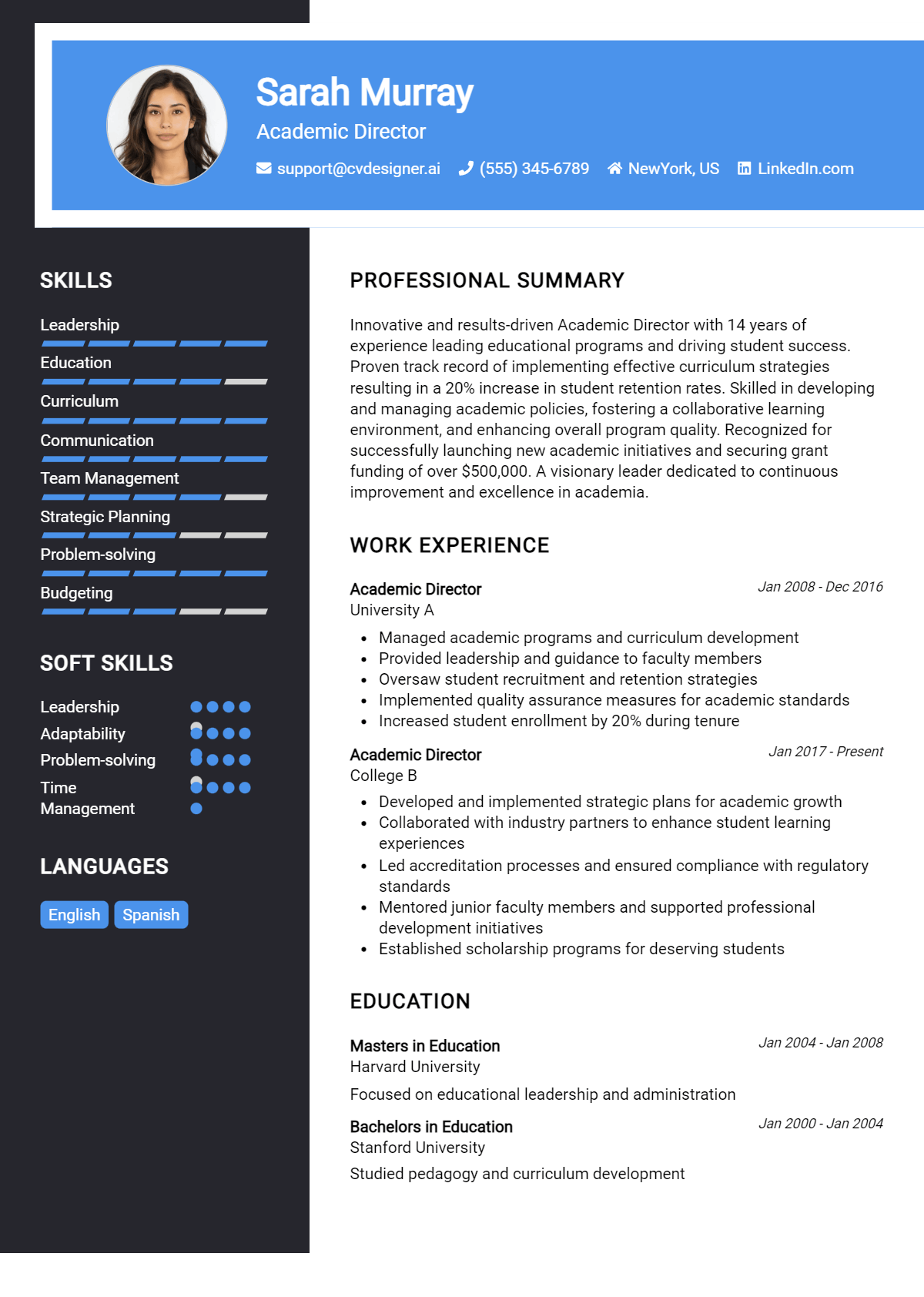 Academic Director Resume Example for 2026: Ultimate Guide Preview