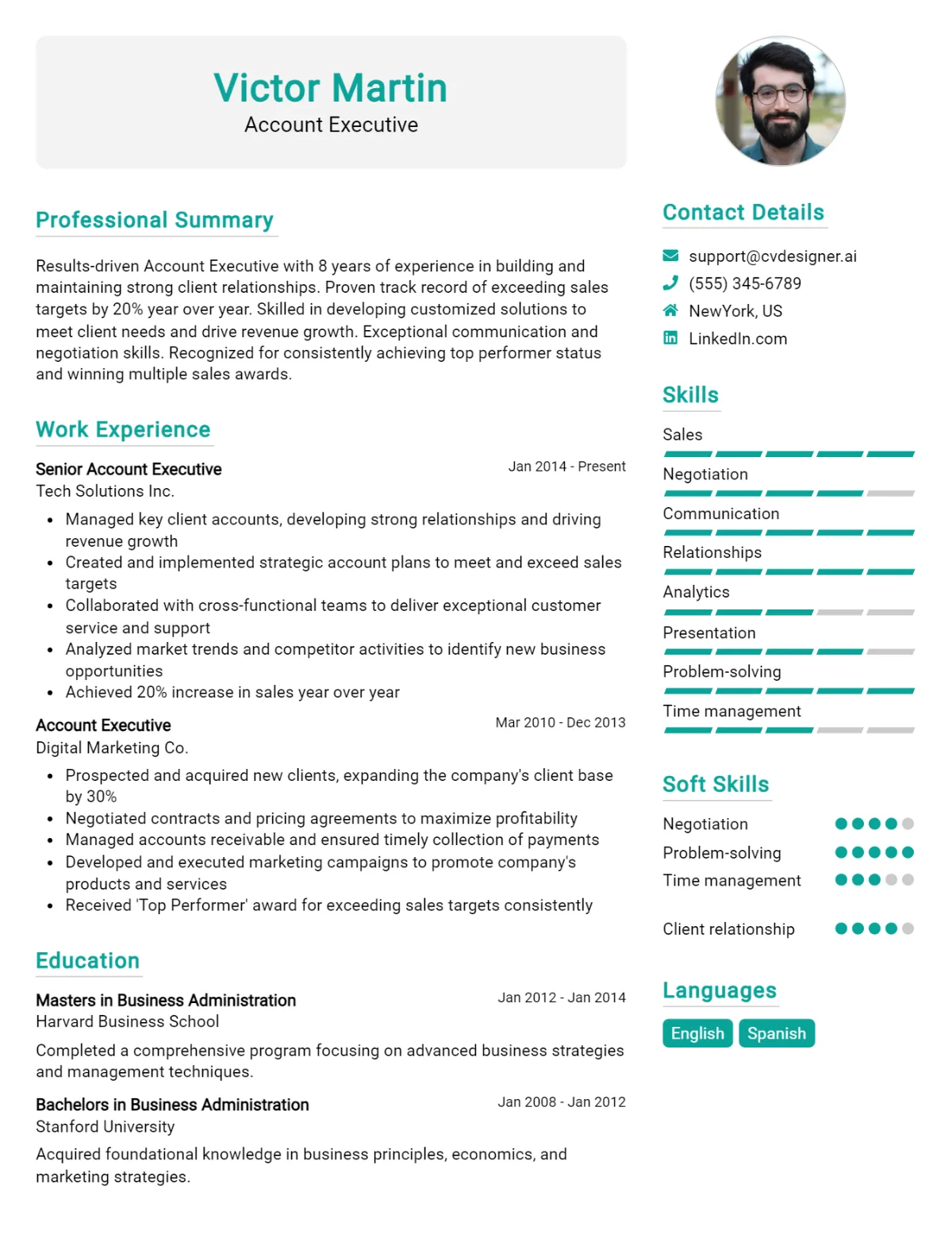Account Executive CV Example For 2026: Best Tips & Templates Preview