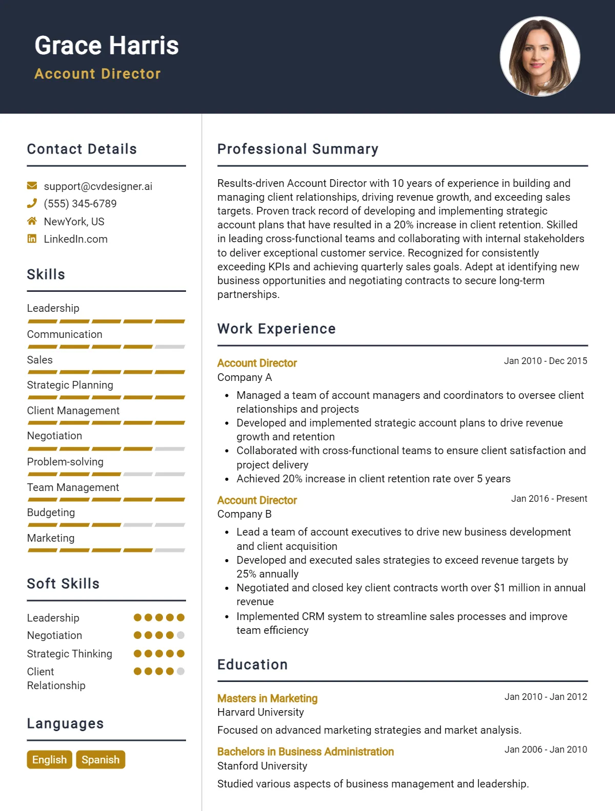 Account Director CV Example For 2026: Strategies & Templates Preview