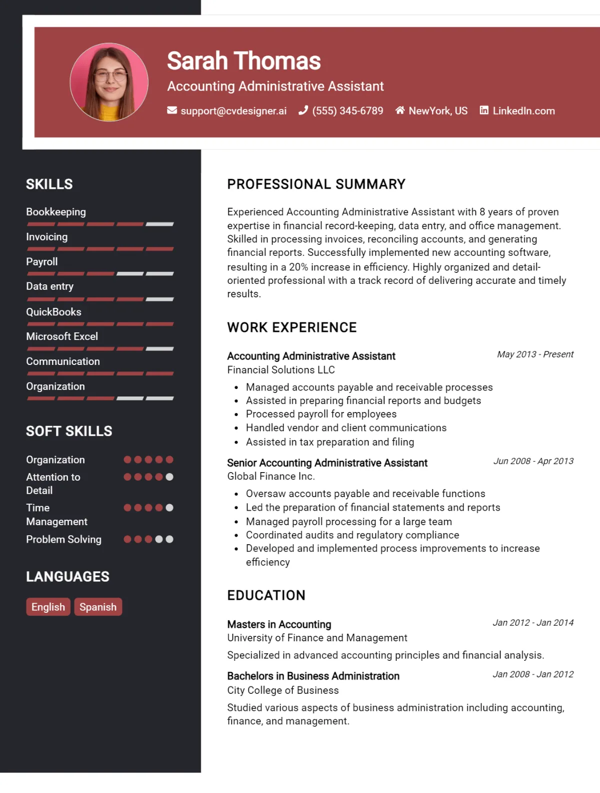 Accounting Administrative Assistant CV Example For 2026: Tips to Stand Out Preview