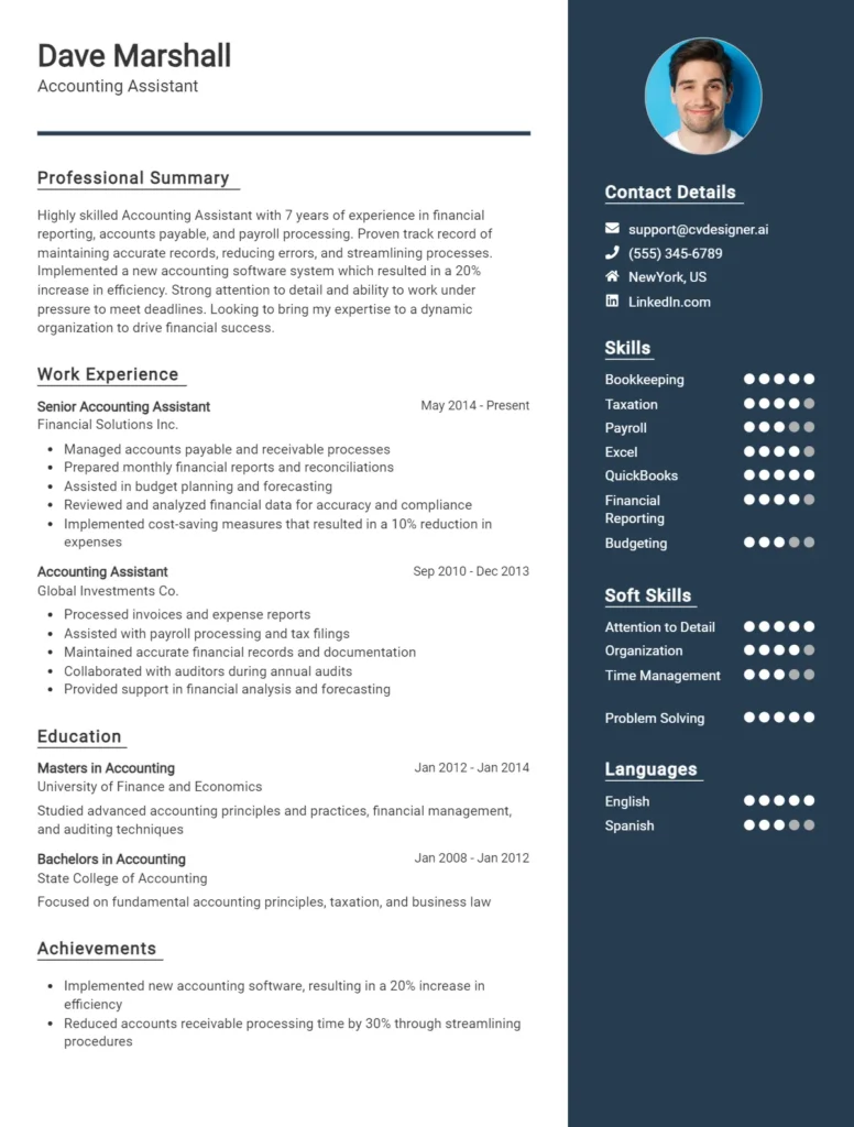 Accounting Assistant CV Example