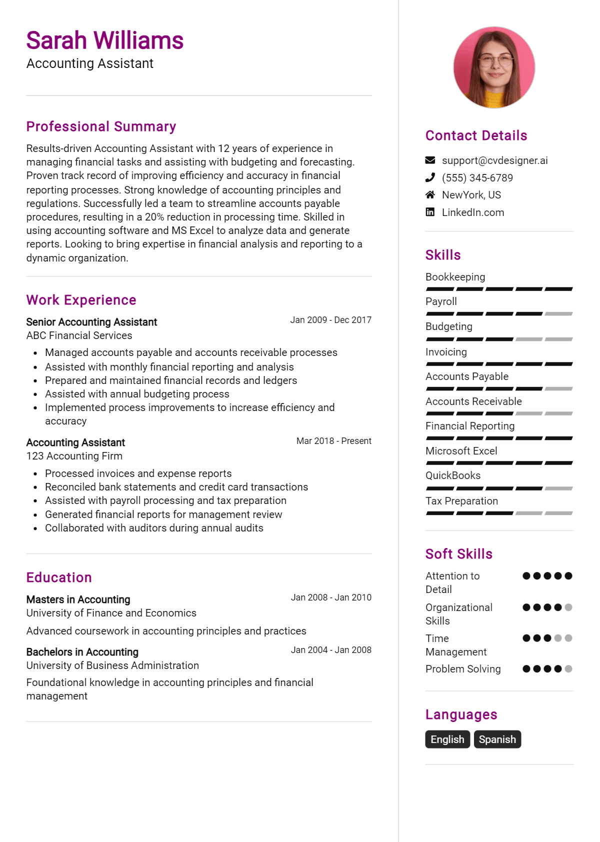12 Accounting Assistant Resume Examples And Templates for 2026 Preview