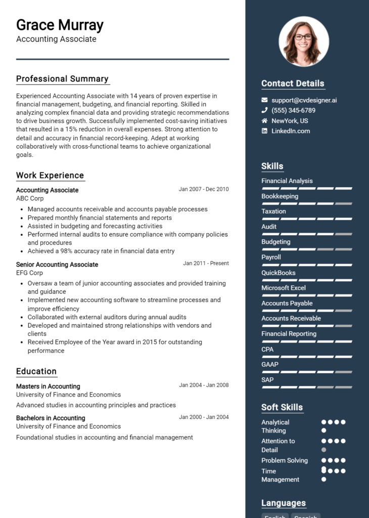 Accounting Associate Resume Example