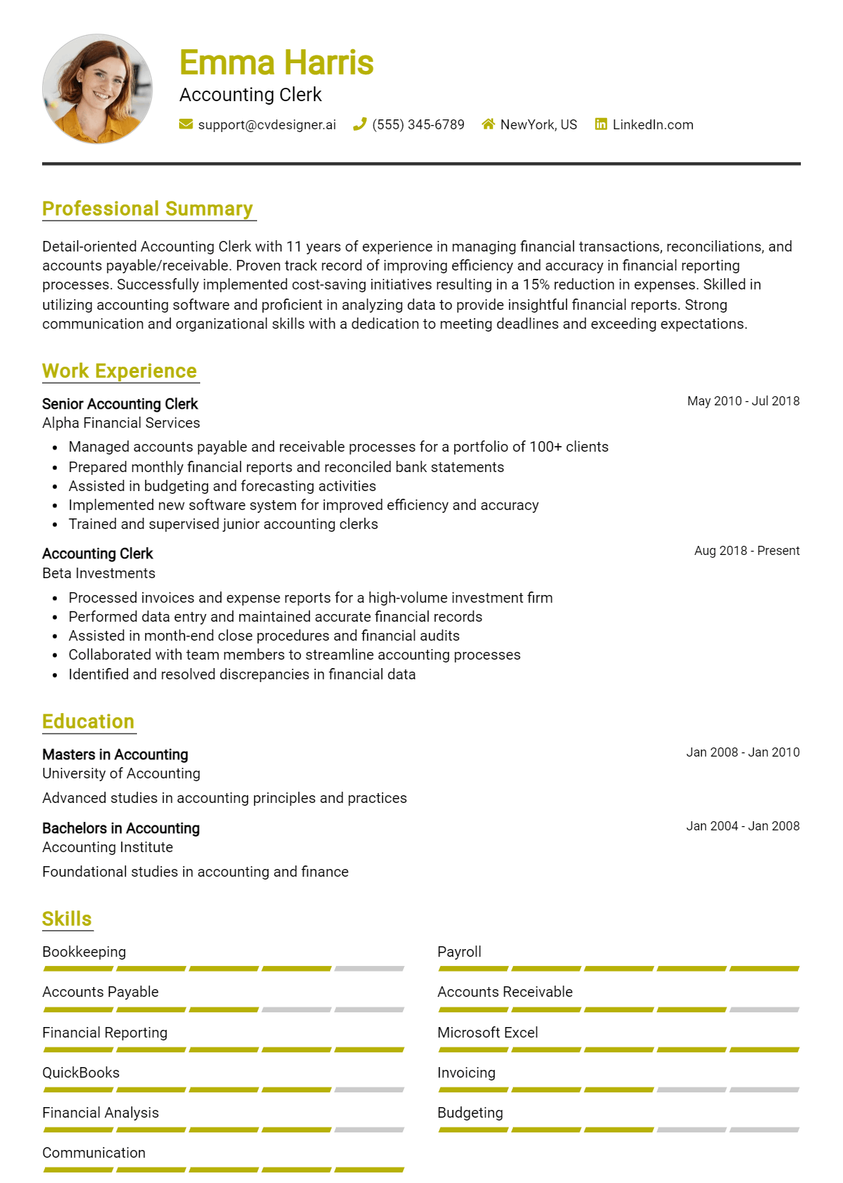 6 Accounting Clerk Resume Examples And Templates for 2026: How to Craft a Winning CV Preview