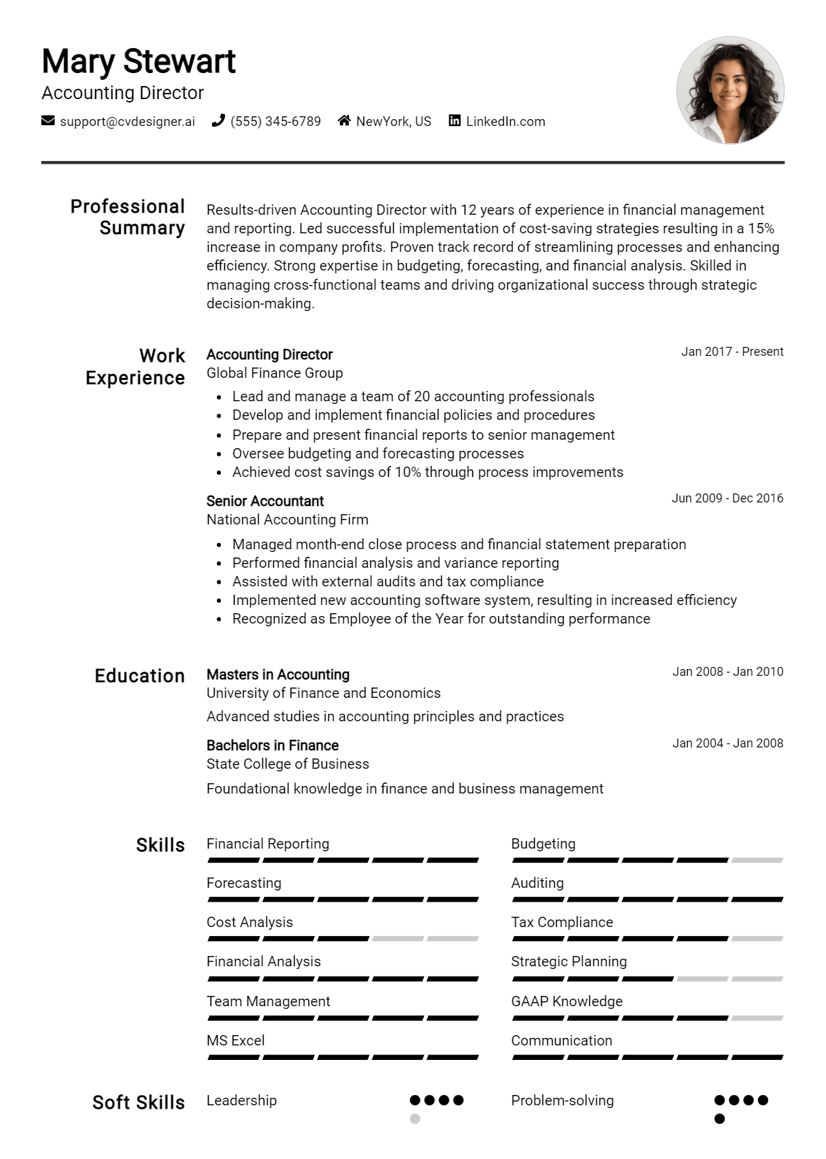 Accounting Director Resume Example for 2026: Samples & Best Practices Preview