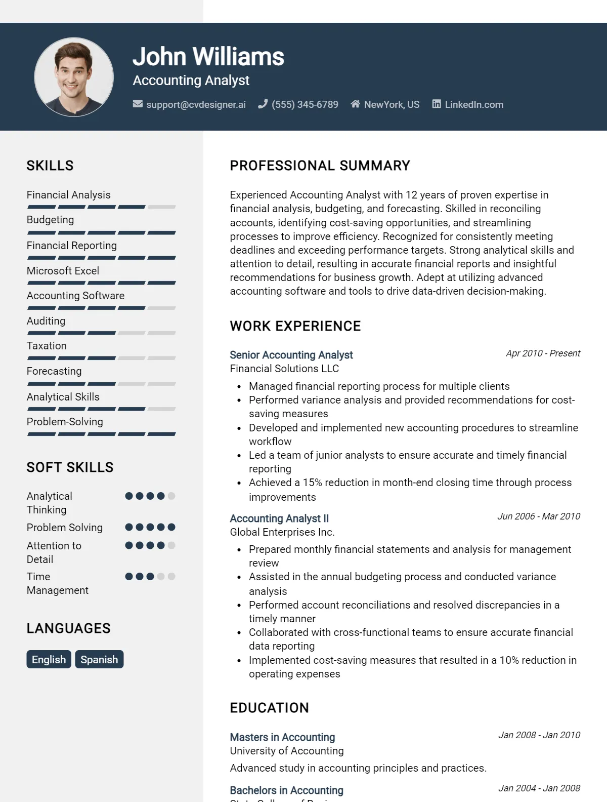 Accounting Analyst CV Example For 2026: How to Craft a Winning CV Preview
