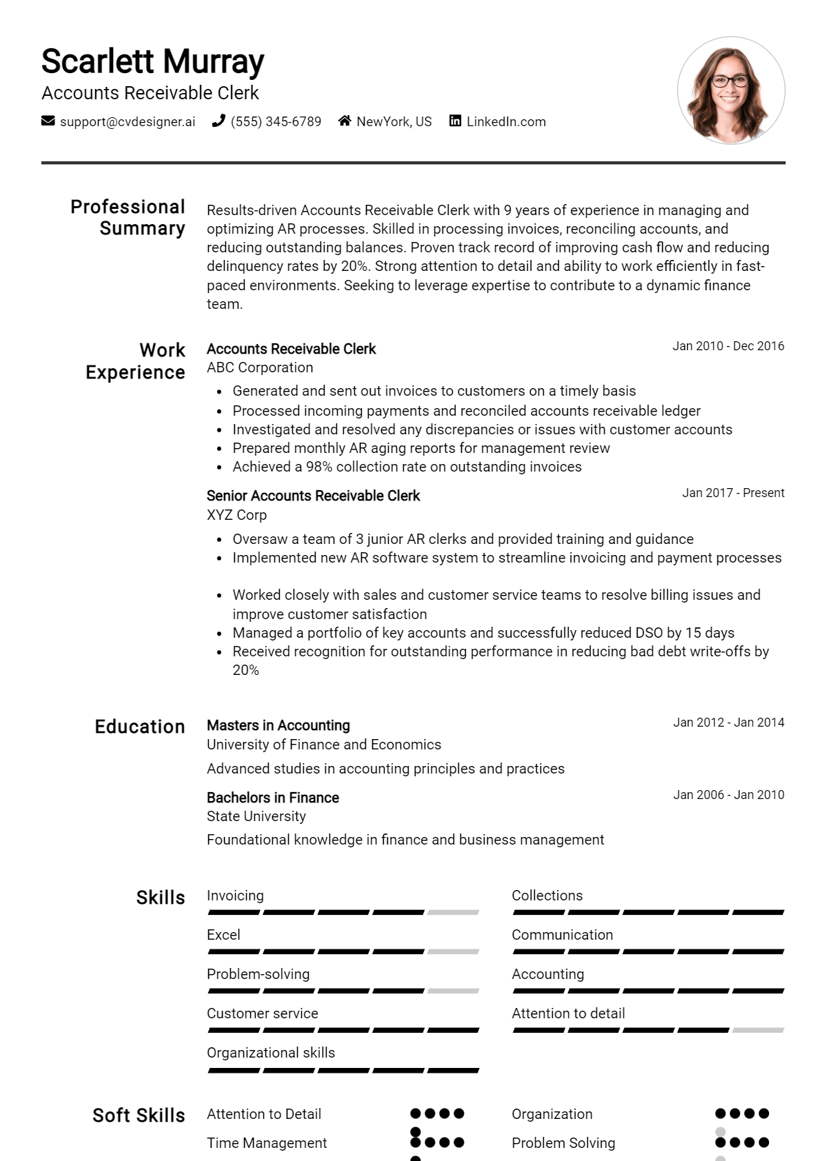 6 Accounts Receivable Clerk Resume Examples for 2026 Preview