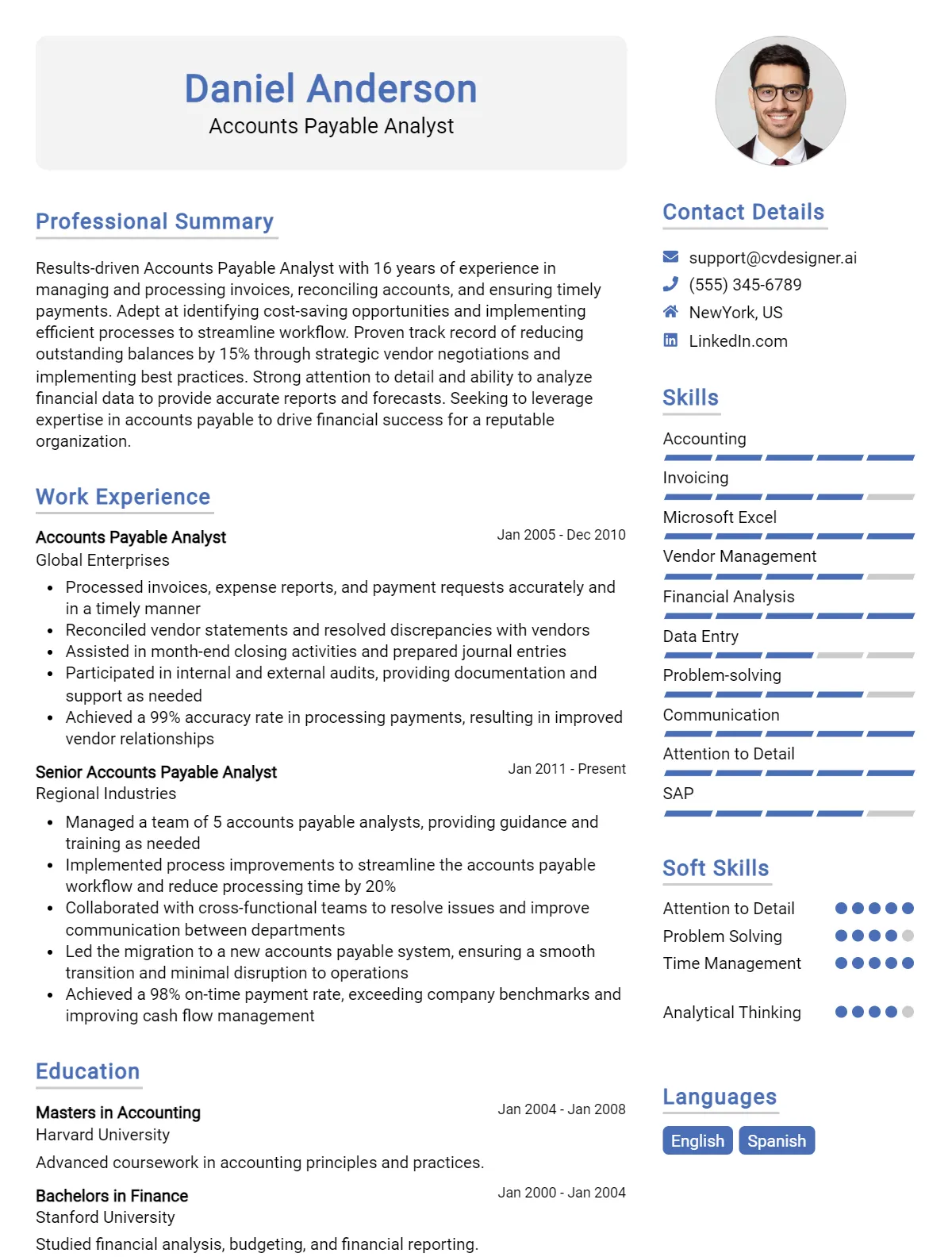 Accounts Payable Analyst CV Example For 2026: How to Craft a Winning CV Preview