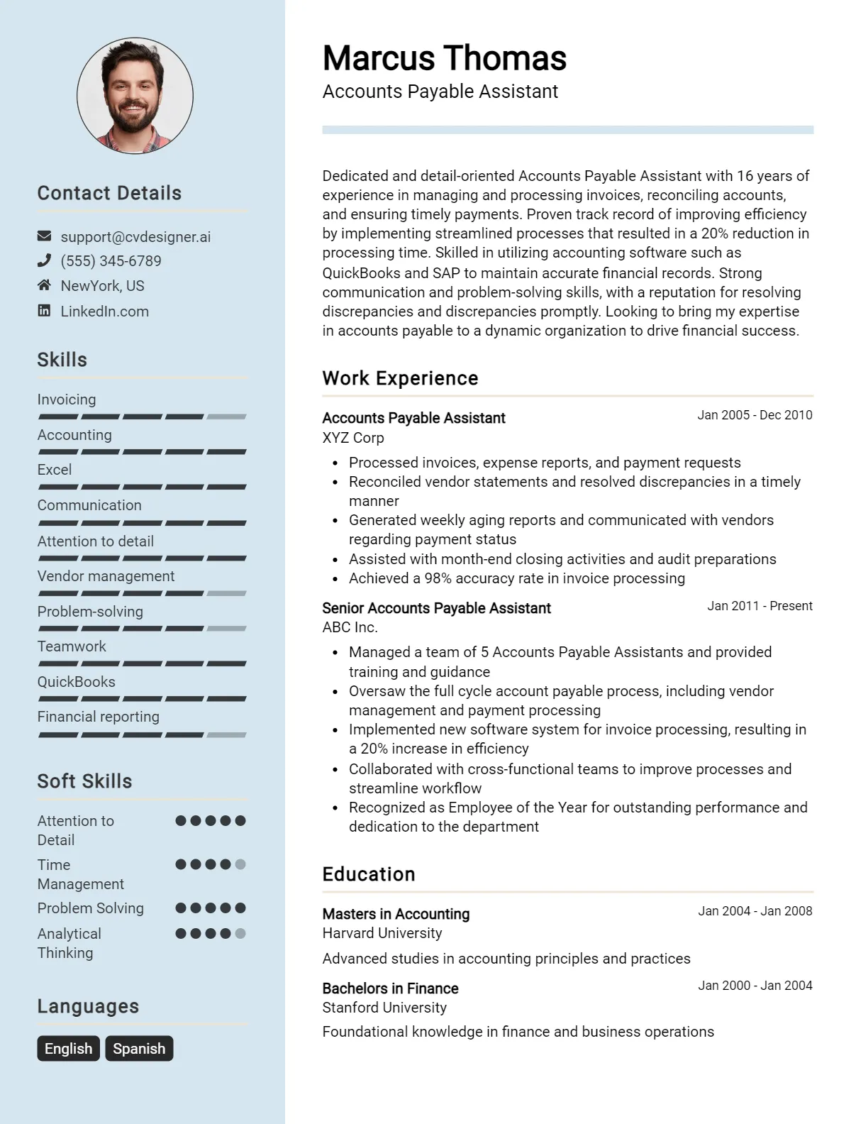 Accounts Payable Assistant CV Example For 2026: Best Tips & Templates Preview
