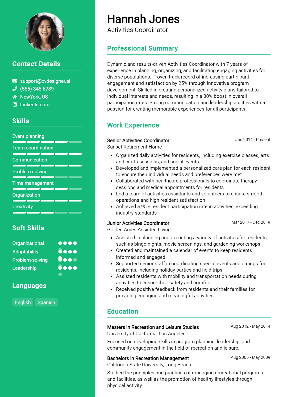 Activities Coordinator Resume Example for 2026: Tips & Templates Preview