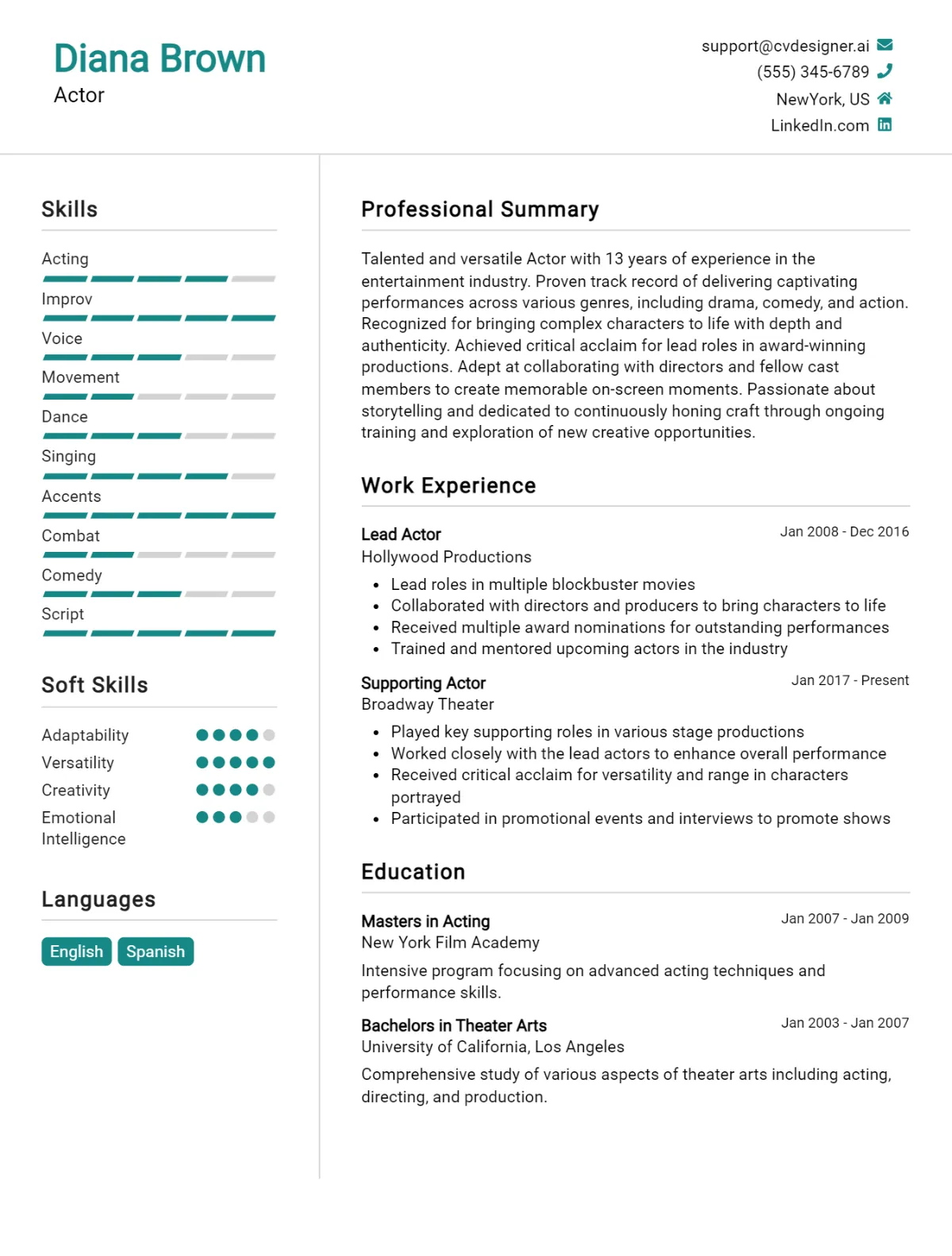 Actor CV Example For 2026: Tips to Stand Out Preview