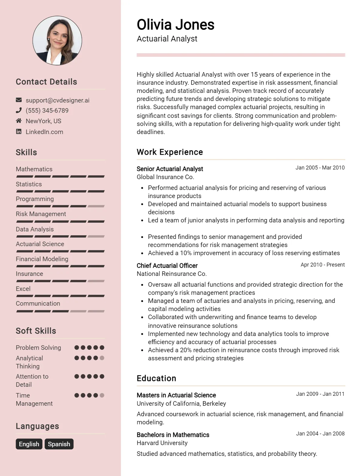 Actuarial Analyst CV Example For 2026: Proven Tips & Templates Preview