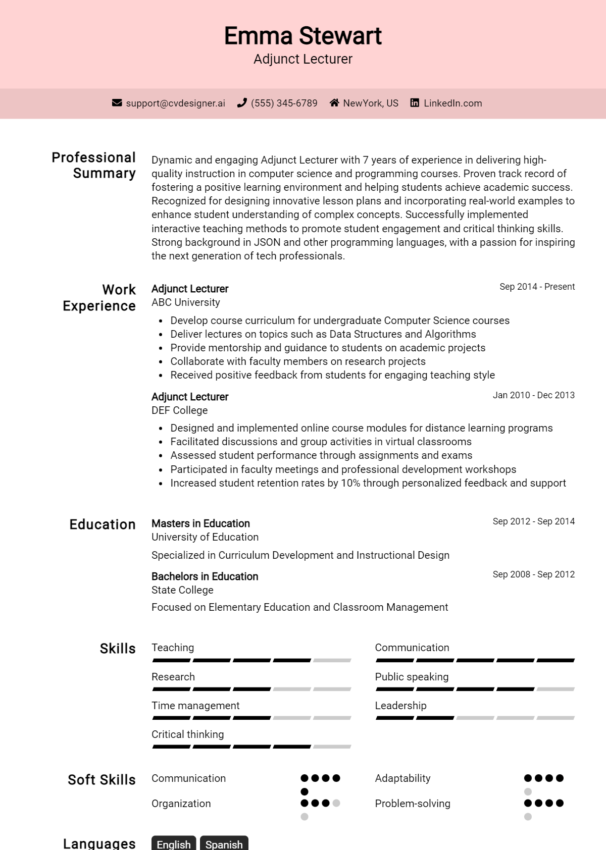 Adjunct Lecturer Resume Example for 2026: Expert Tips & Templates Preview