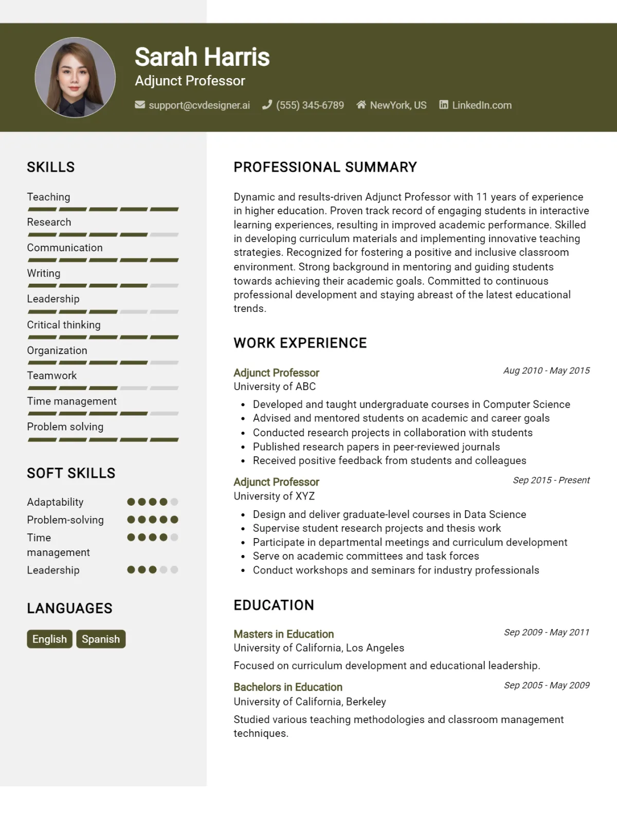 Adjunct Professor CV Example For 2026: How to Create a Professional CV Preview