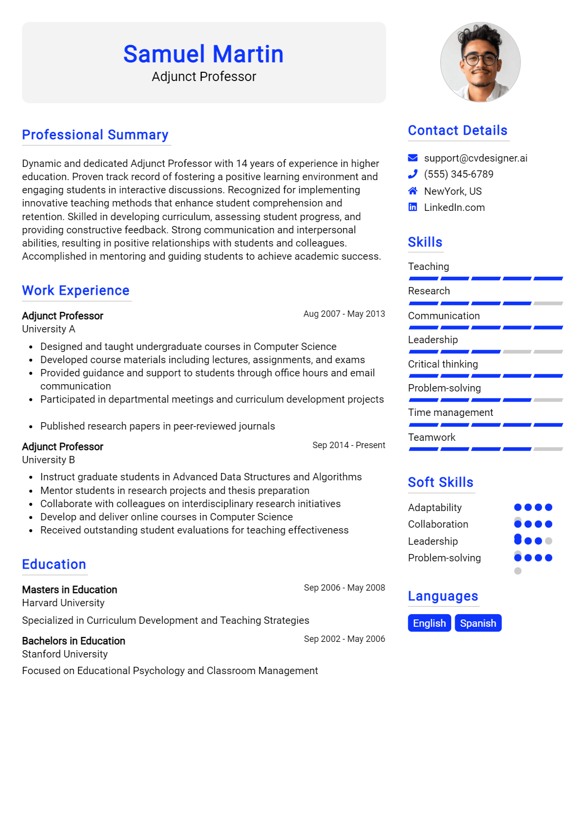 Adjunct Professor Resume Example for 2026: Samples & Best Practices Preview