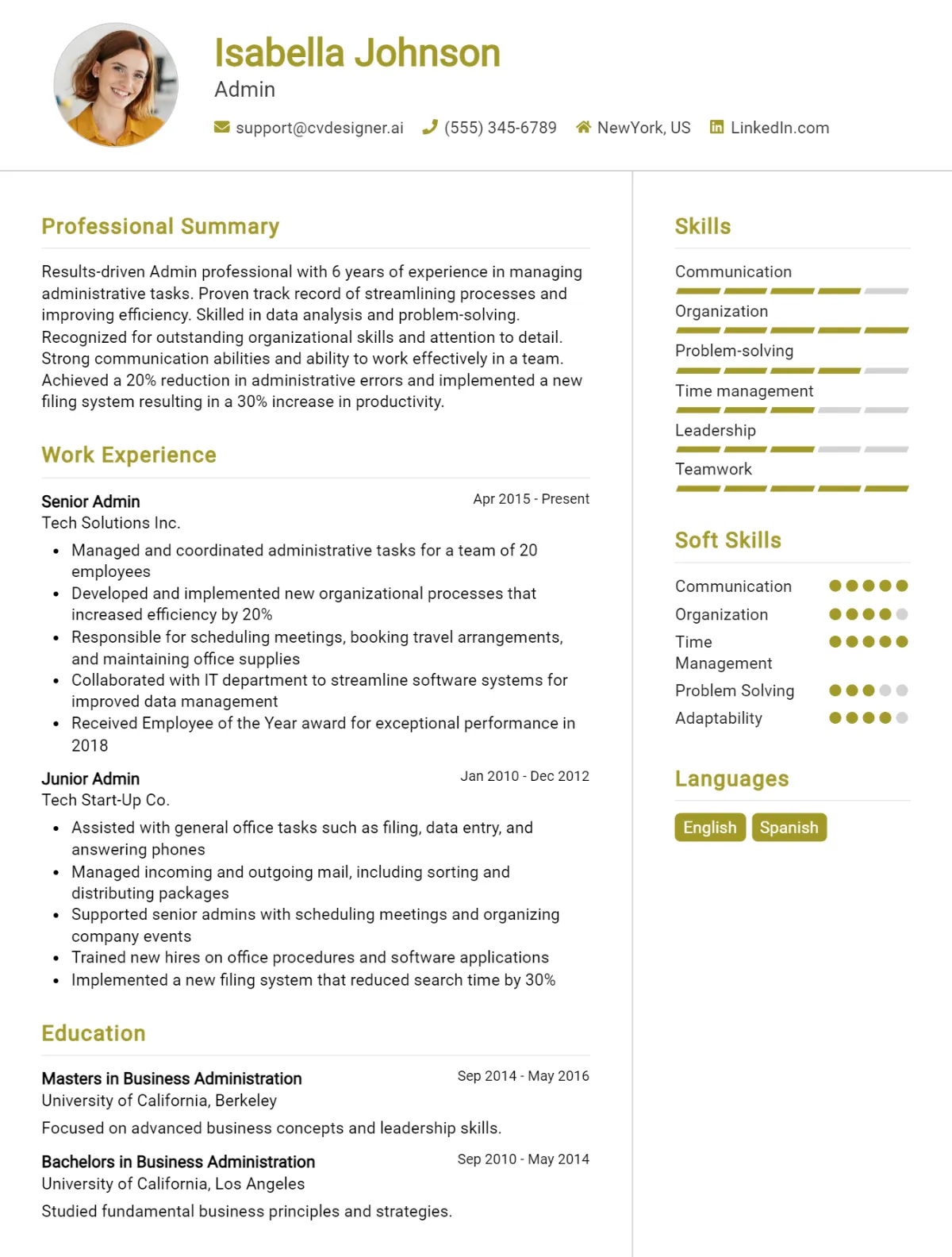 Admin CV Example For 2026: Proven Tips & Templates Preview