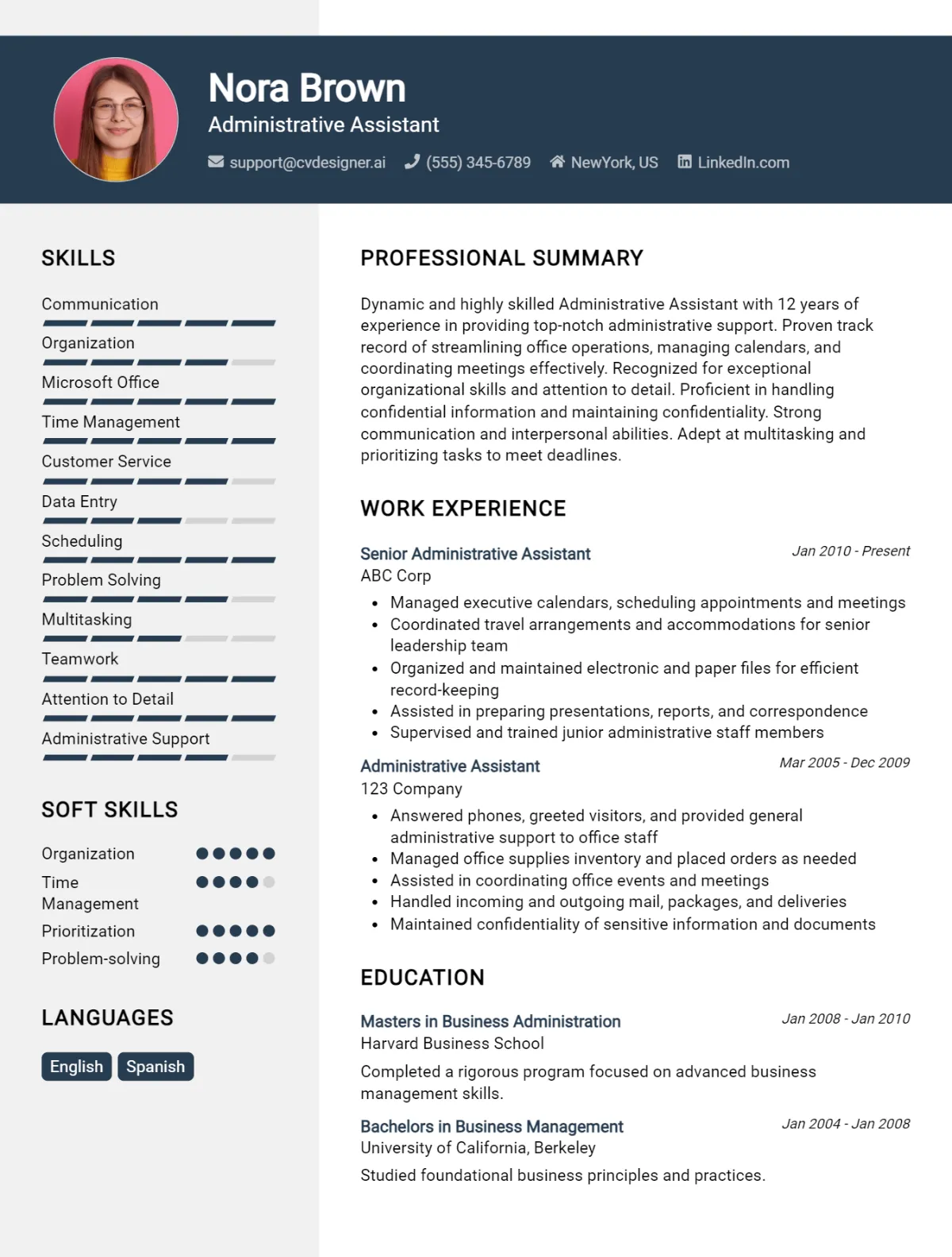 Administrative Assistant CV Example For 2026: Samples & Best Practices Preview