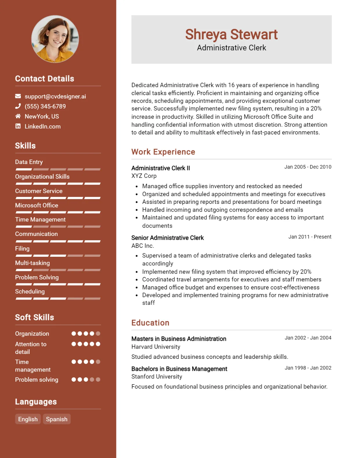10 Administrative Clerk CV Examples And Templates For 2026 Preview