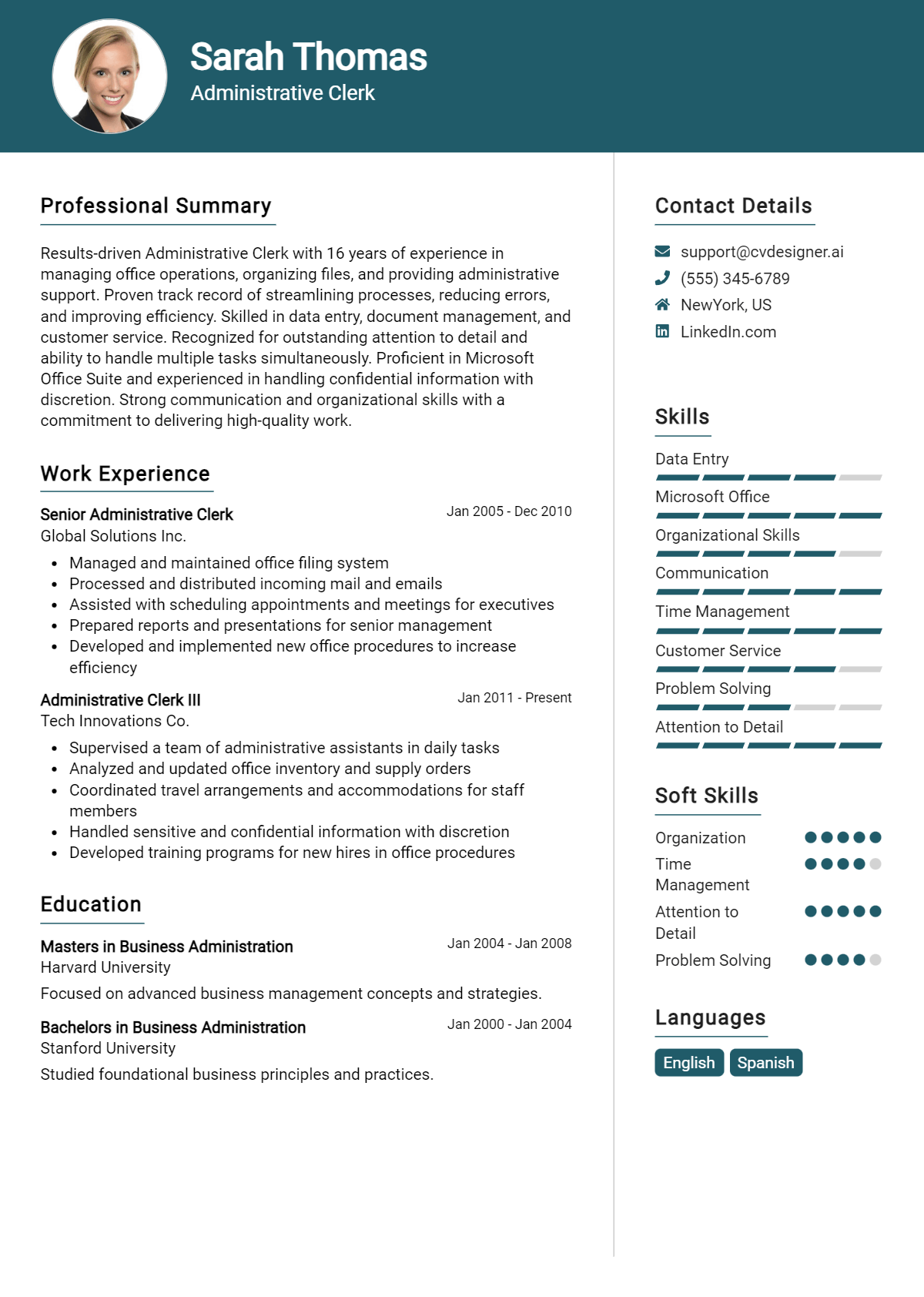 Administrative Clerk Resume Example for 2026: Tips & Templates Preview