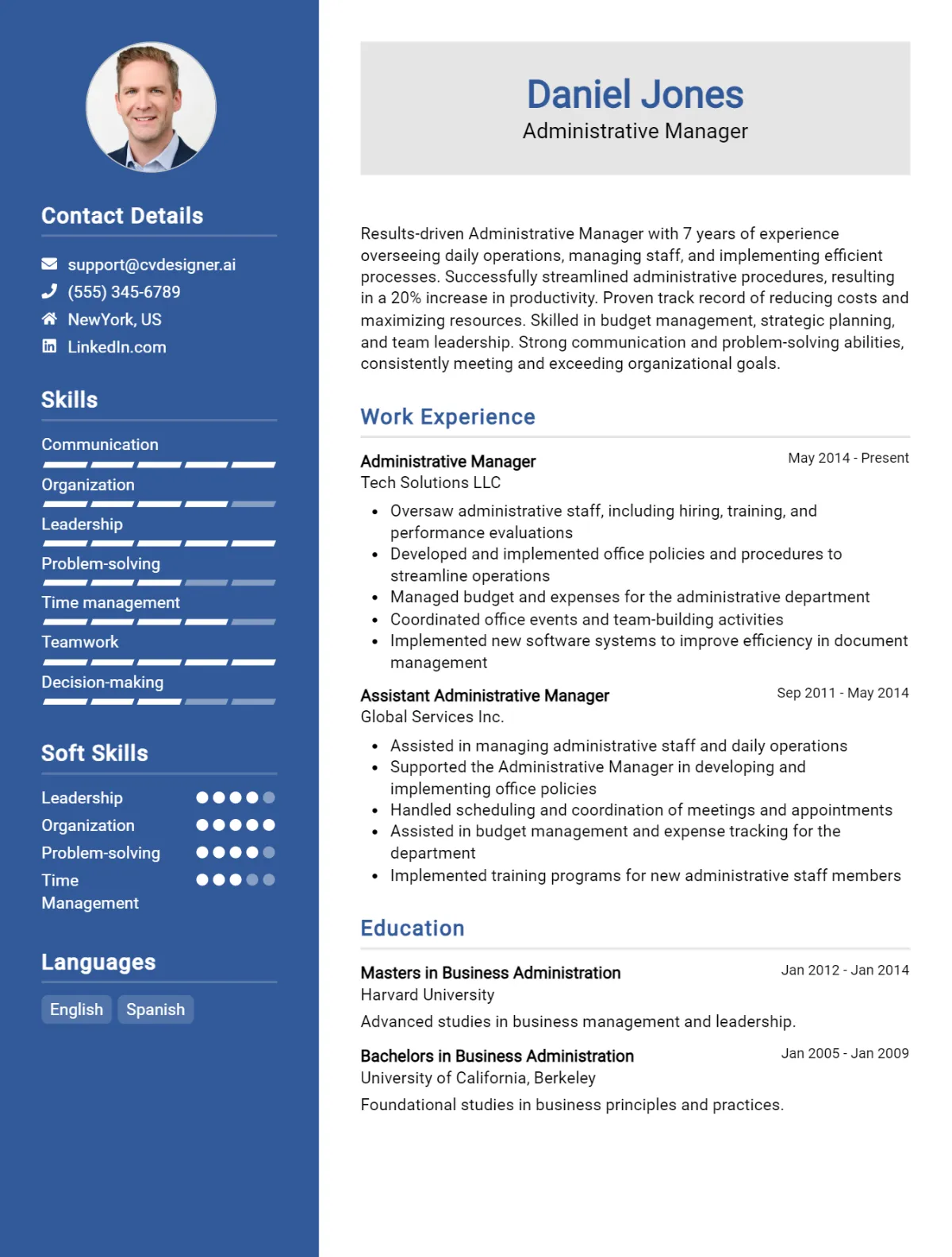 Administrative Manager CV Example For 2026: Examples & Free Templates Preview