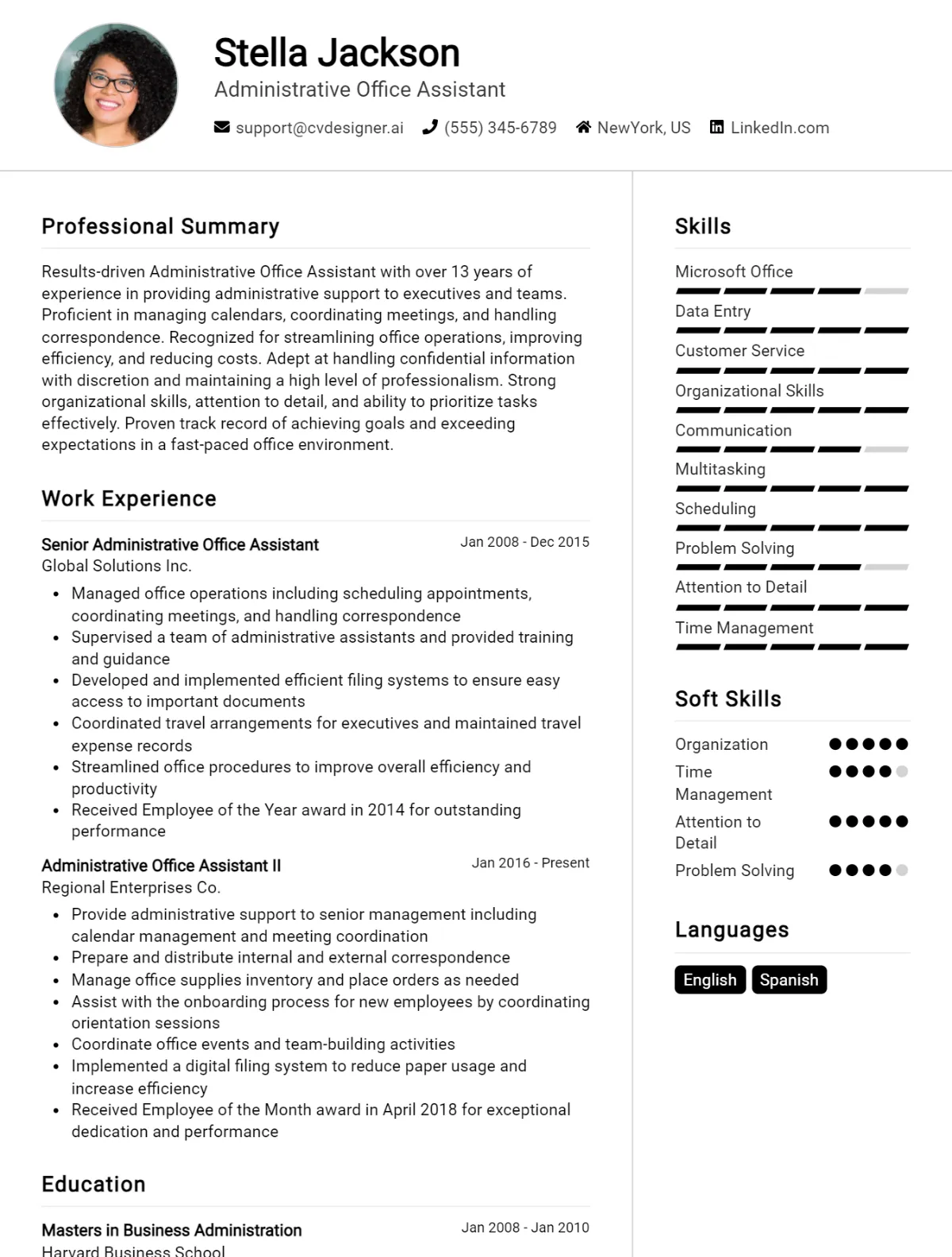 Administrative Office Assistant CV Example For 2026: Ultimate Guide Preview