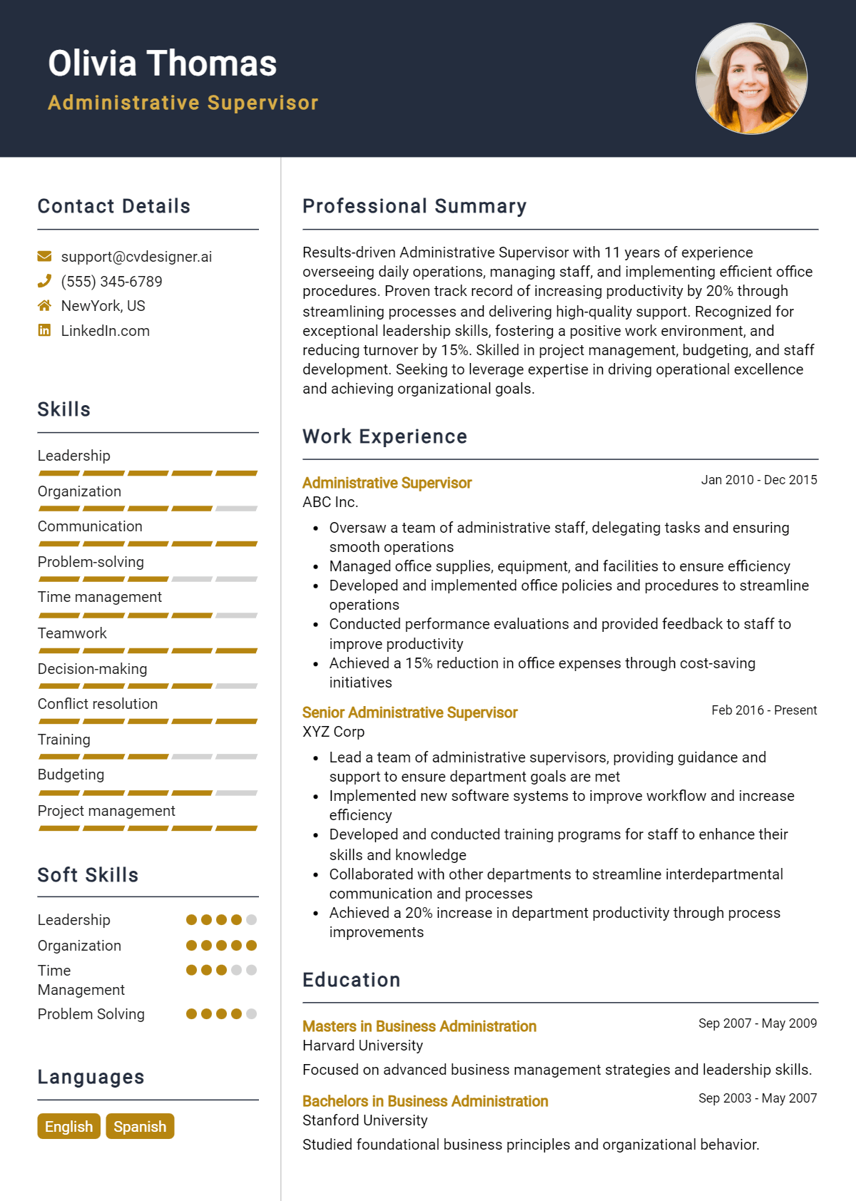 Administrative Supervisor Resume Example for 2026: Ultimate Guide Preview