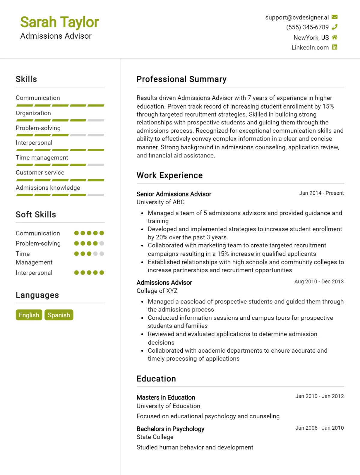 Admissions Advisor CV Example For 2026: How to Create a Professional CV Preview