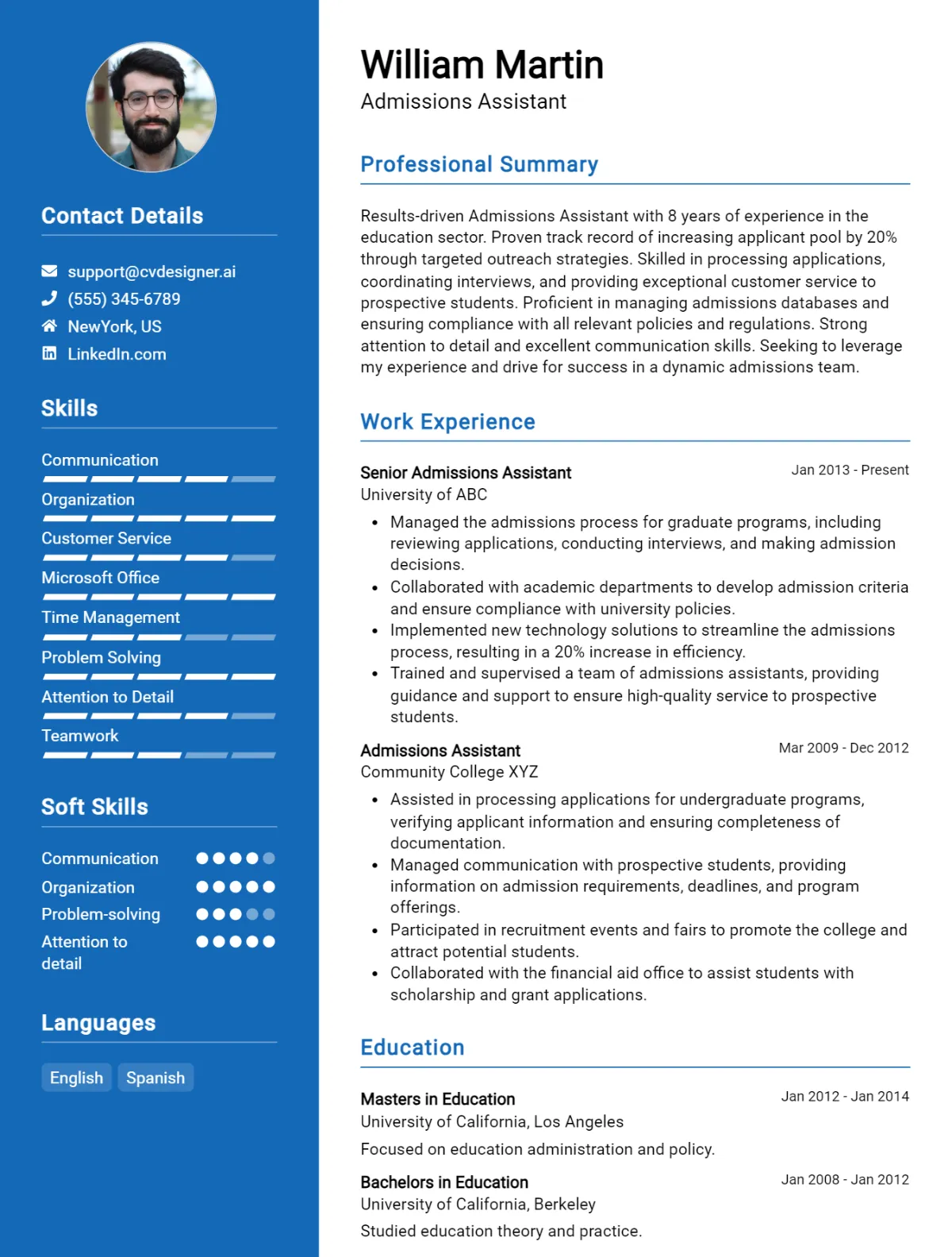 Admissions Assistant CV Example For 2026: Best Writing Guide Preview