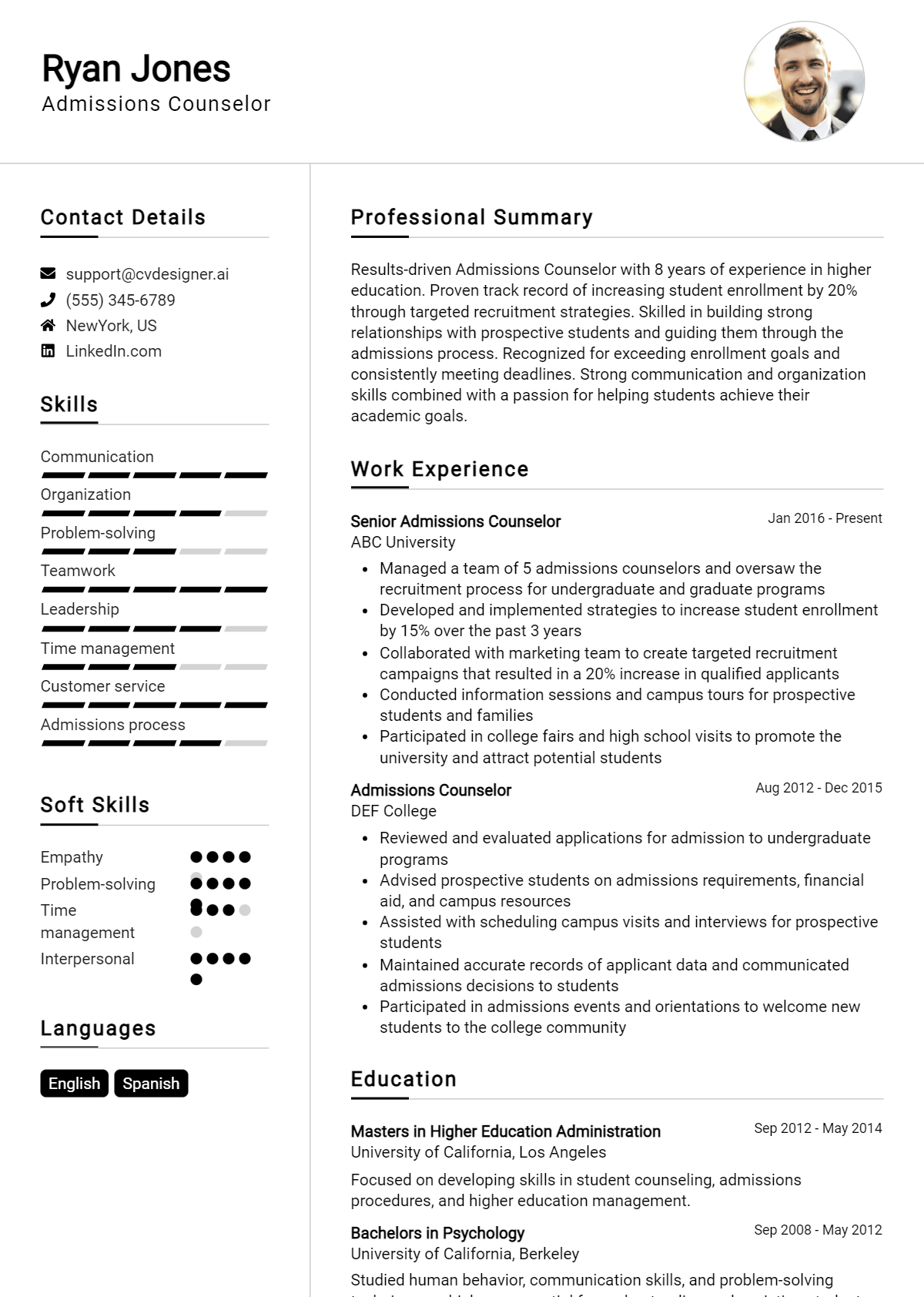 Admissions Counselor Resume Example for 2026: Tips & Templates Preview
