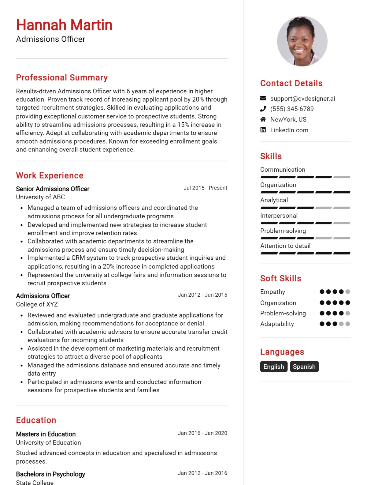 5 Admissions Officer CV Examples For 2026: Samples & Best Practices Preview