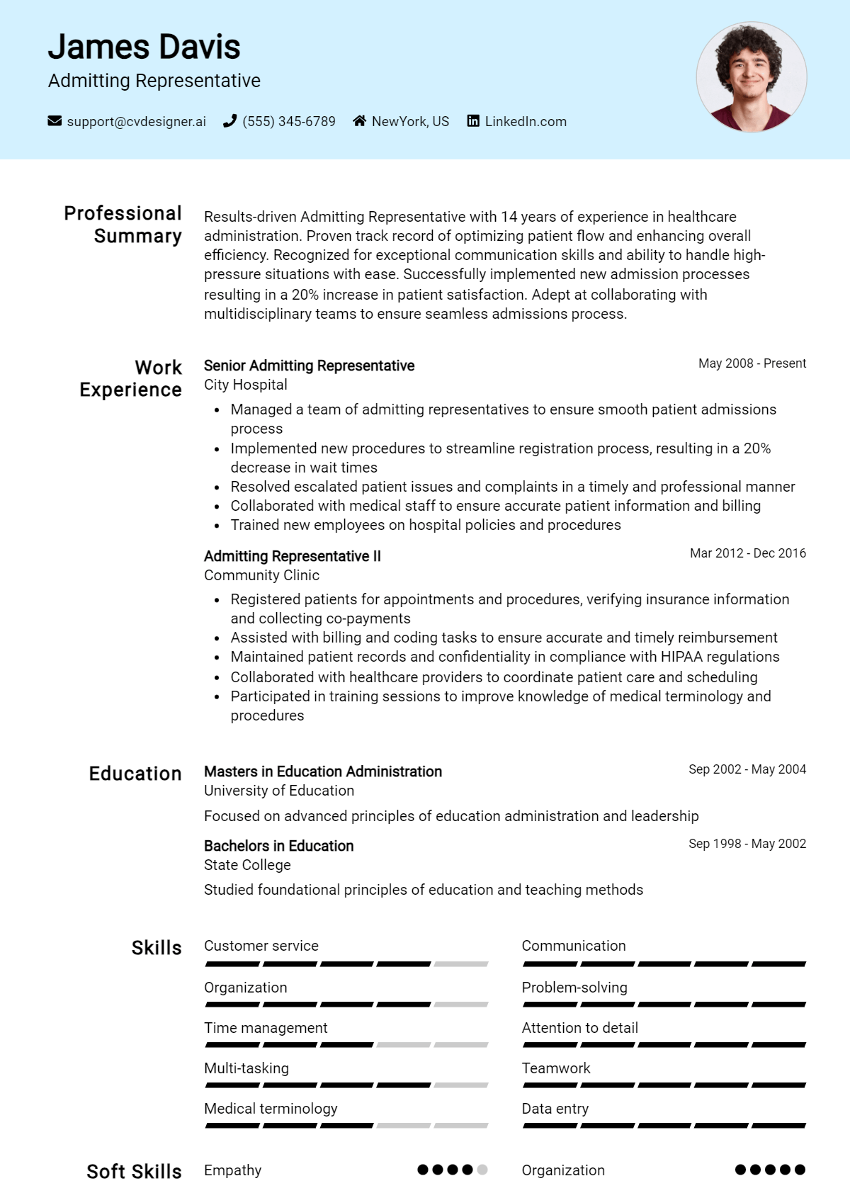 Admitting Representative Resume Example for 2026: Effective CV Writing Tips Preview