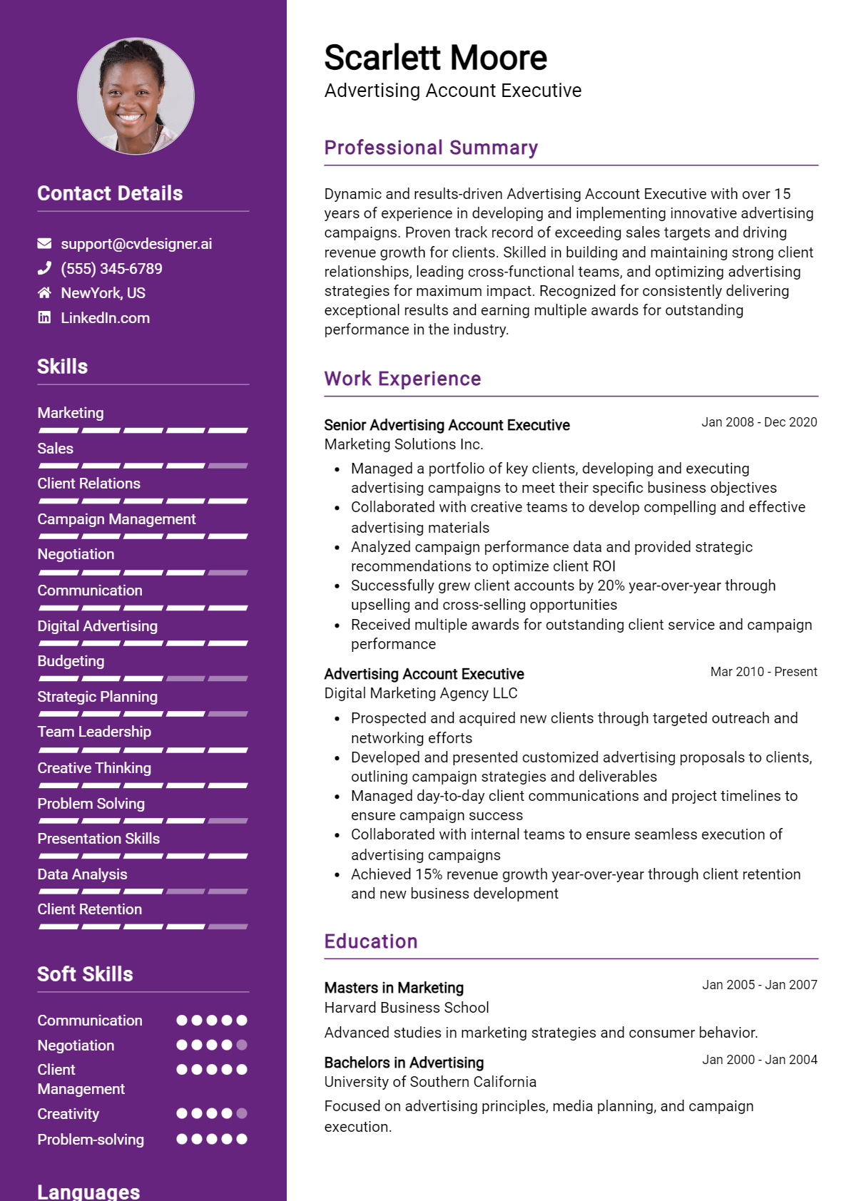 Advertising Account Executive Resume Example for 2026: Best Writing Tips Preview