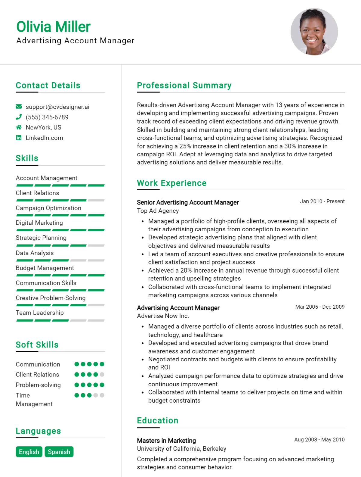 Advertising Account Manager CV Example For 2026: Best Tips & Templates Preview