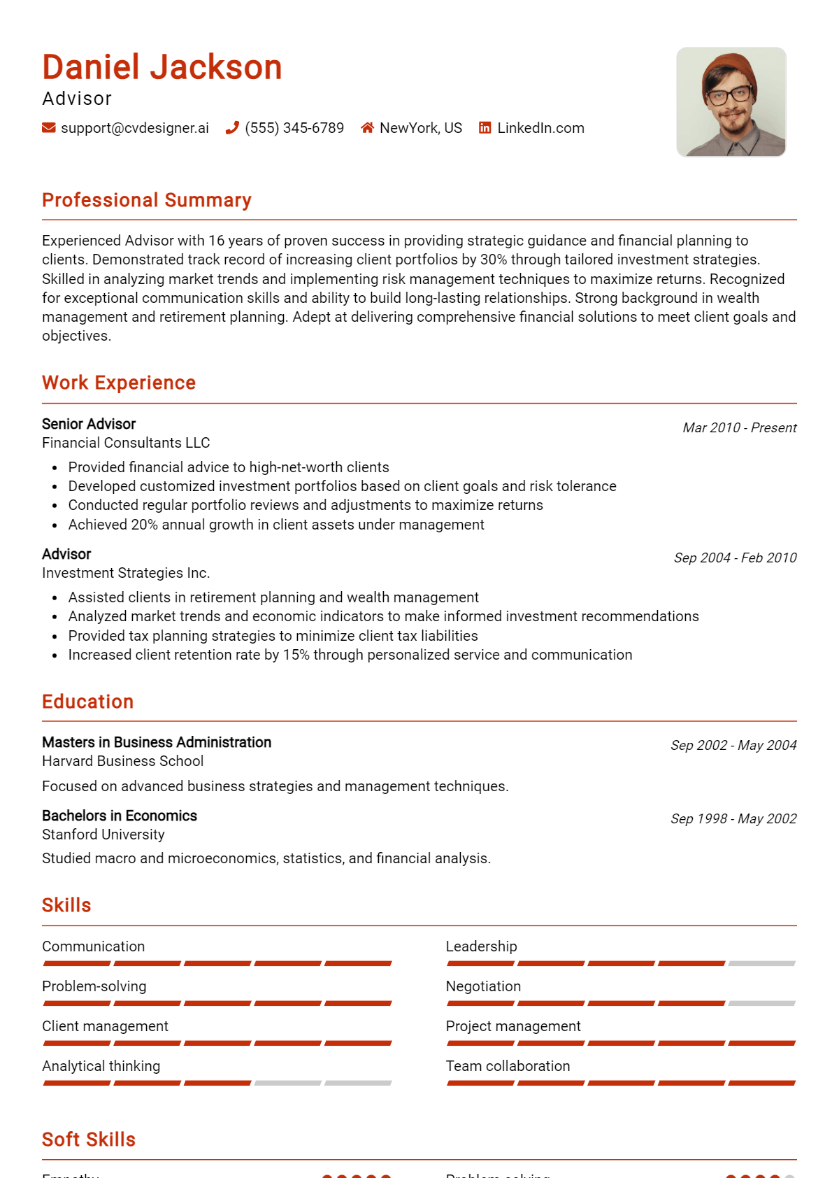Advisor Resume Example for 2026: Free Samples Preview