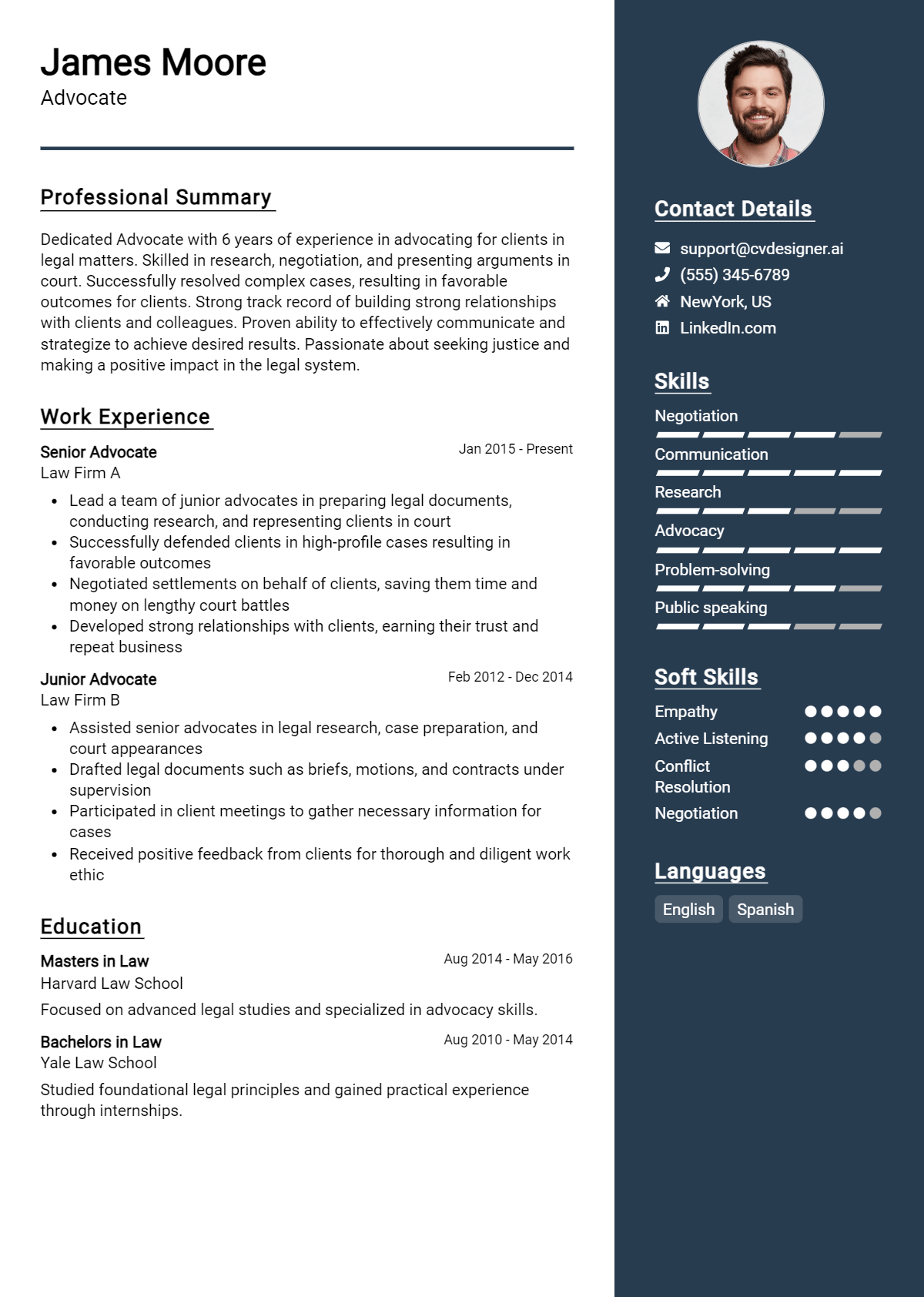 Advocate Resume Example for 2026: Samples & Best Practices Preview