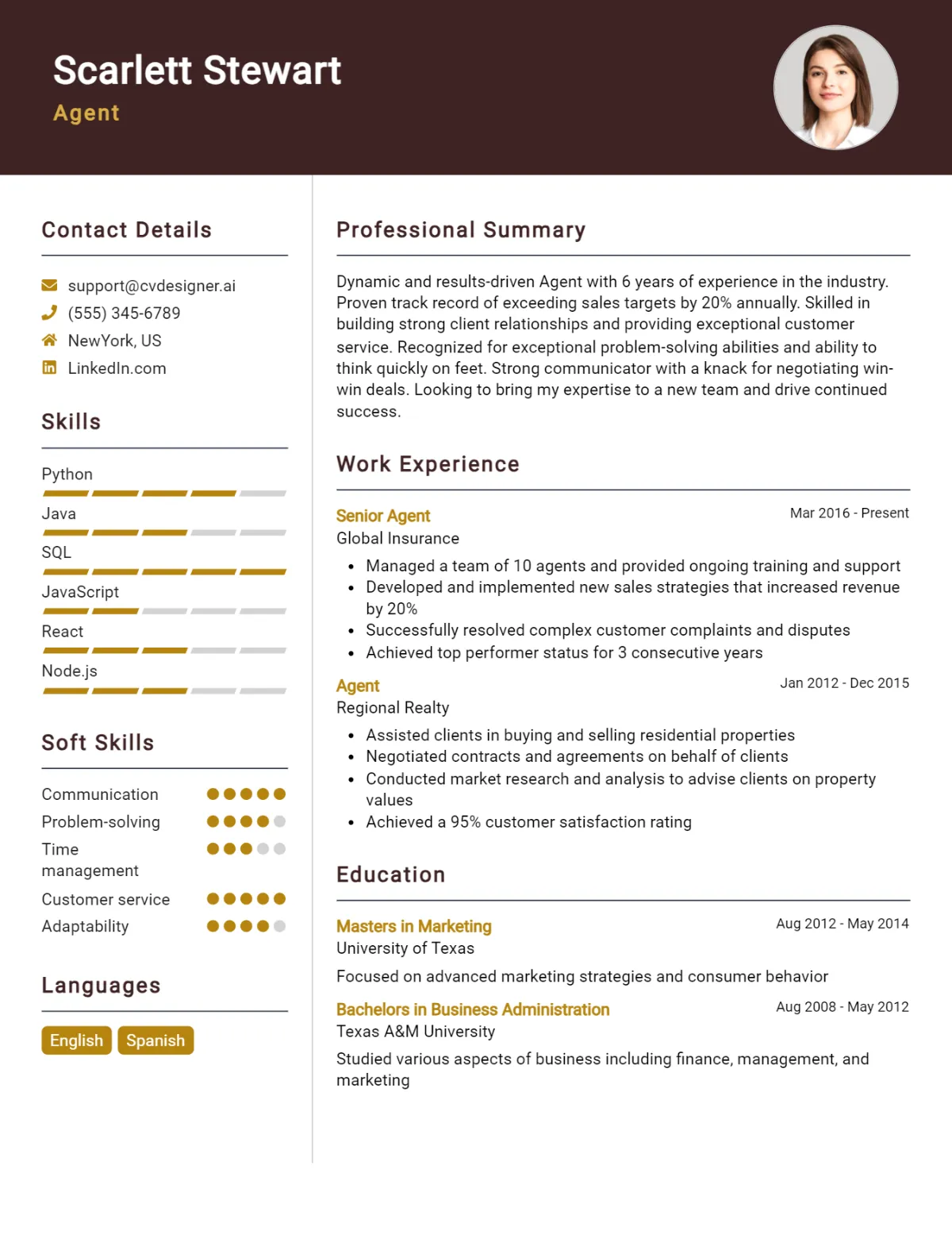 Agent CV Example For 2026: Proven Tips & Templates Preview