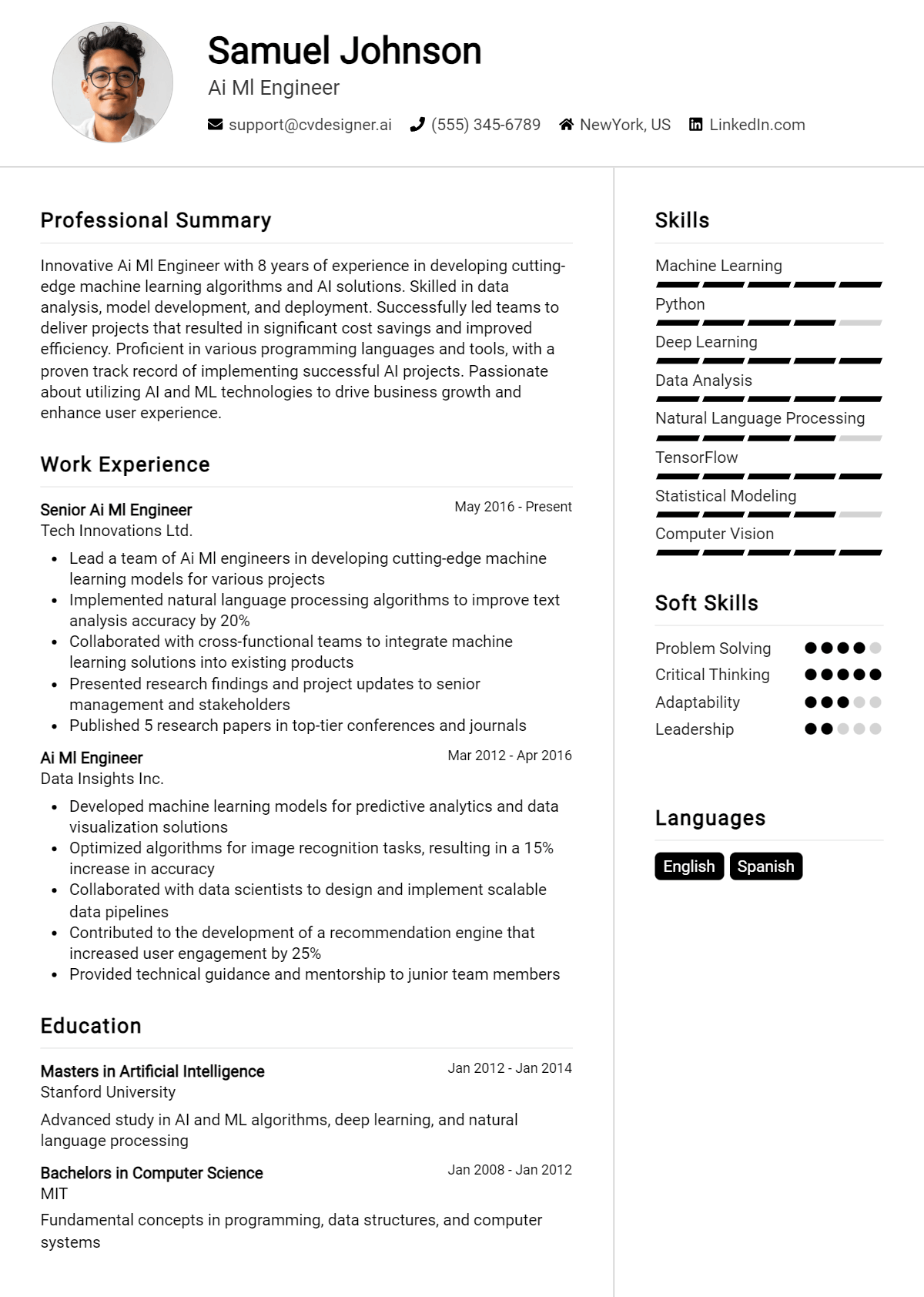 14 AI ML Engineer CV Examples And Templates for 2026 Preview