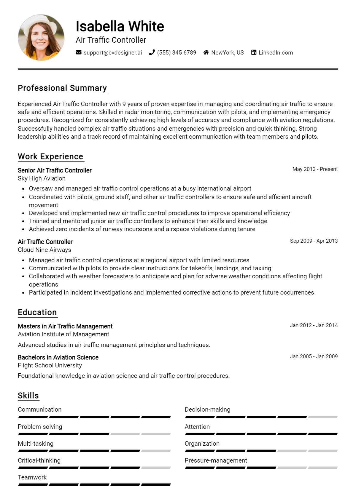 Air Traffic Controller Resume Example for 2026: Effective CV Writing Tips Preview