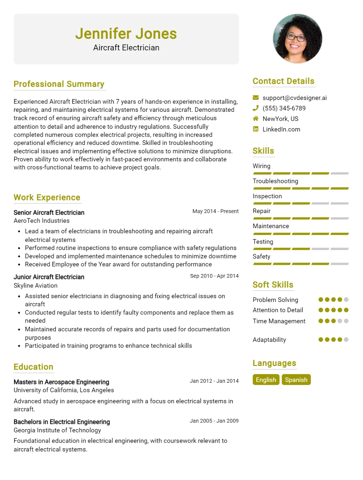 Aircraft Electrician CV Example For 2026: Top Tips & Samples Preview