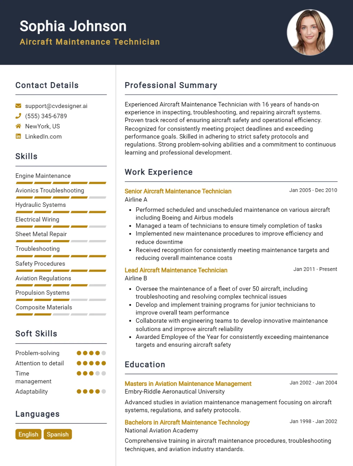 Aircraft Maintenance Technician CV Example For 2026: Top Tips & Samples Preview