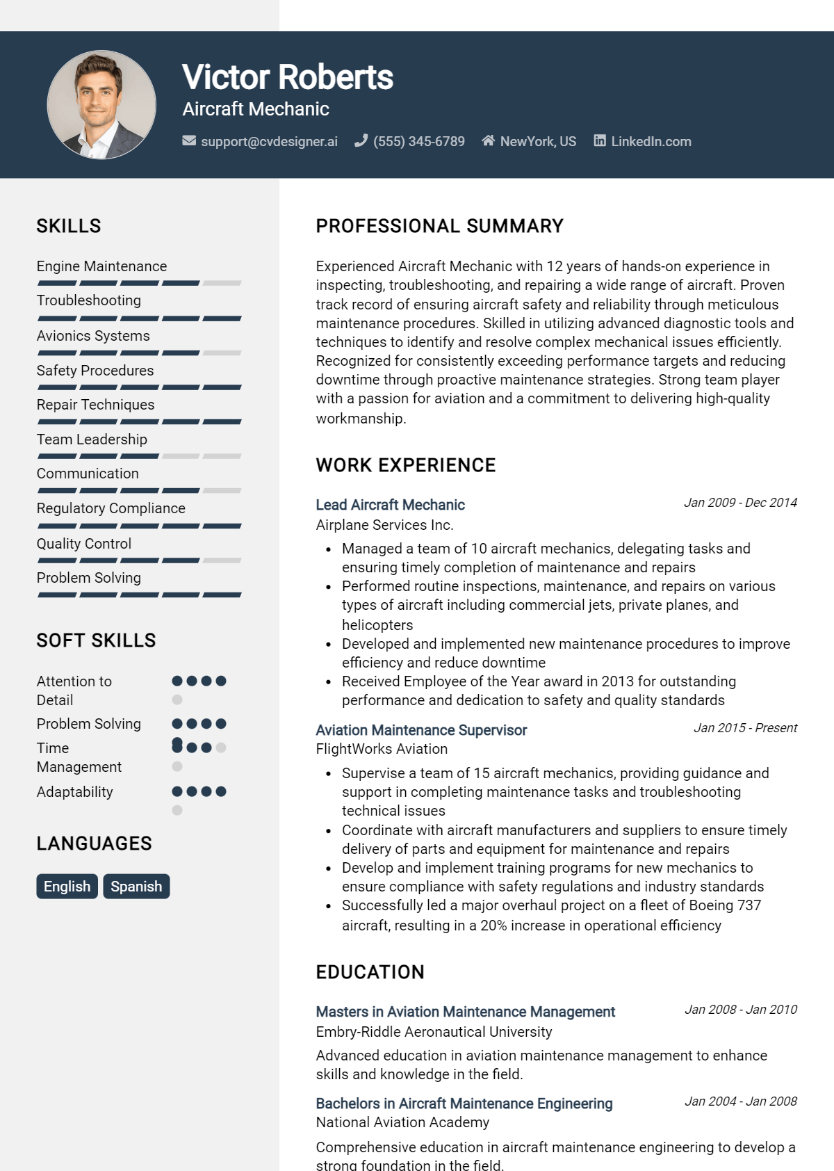 Aircraft Mechanic Resume Example for 2026: Best Writing Guide Preview