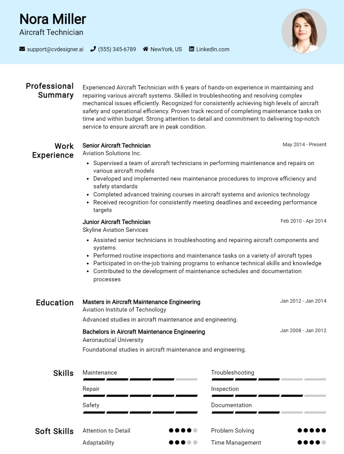 Aircraft Technician CV Example For 2026: Proven Tips & Templates Preview