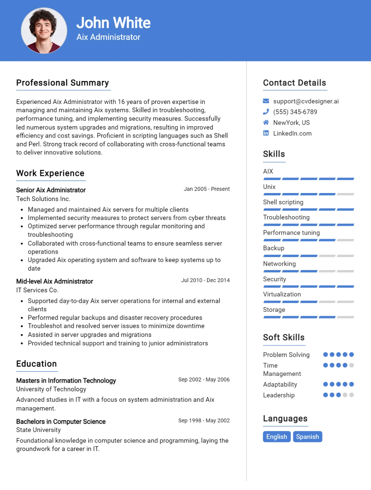 Aix Administrator CV Example For 2026: Best Tips & Templates Preview