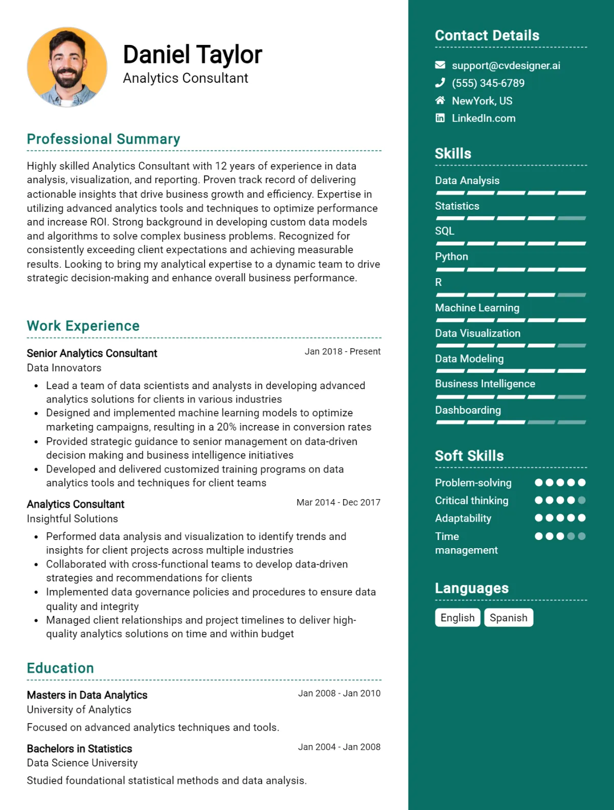 Analytics Consultant CV Example For 2026: Effective CV Writing Tips Preview