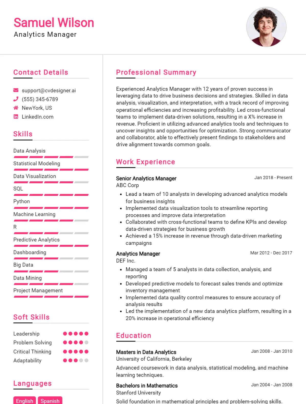 Analytics Manager CV Example For 2026: Best Tips & Templates Preview