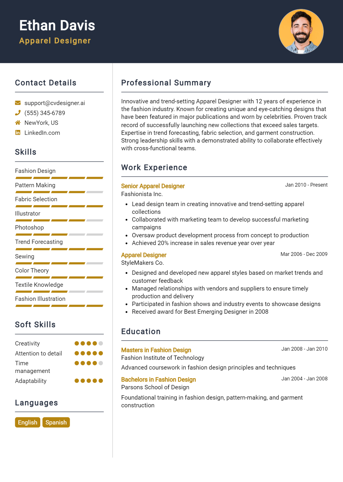Apparel Designer Resume Example for 2026: Best Writing Tips Preview