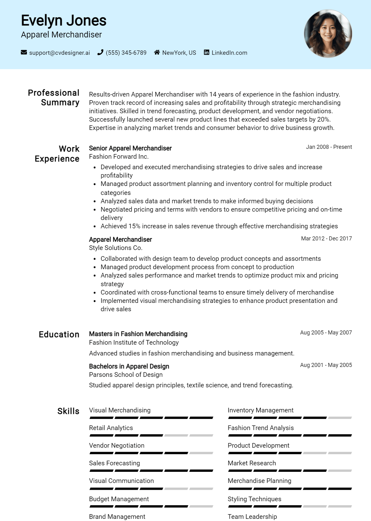 Apparel Merchandiser Resume Example for 2026: How to Create a Professional CV Preview