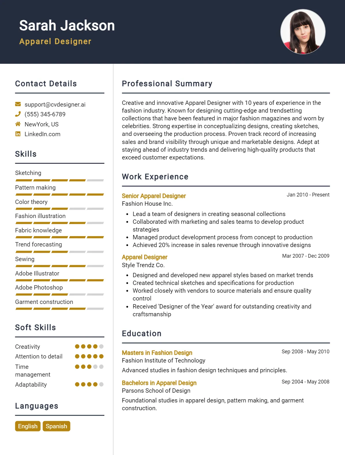 Apparel Designer CV Example For 2026: Samples & Best Practices Preview